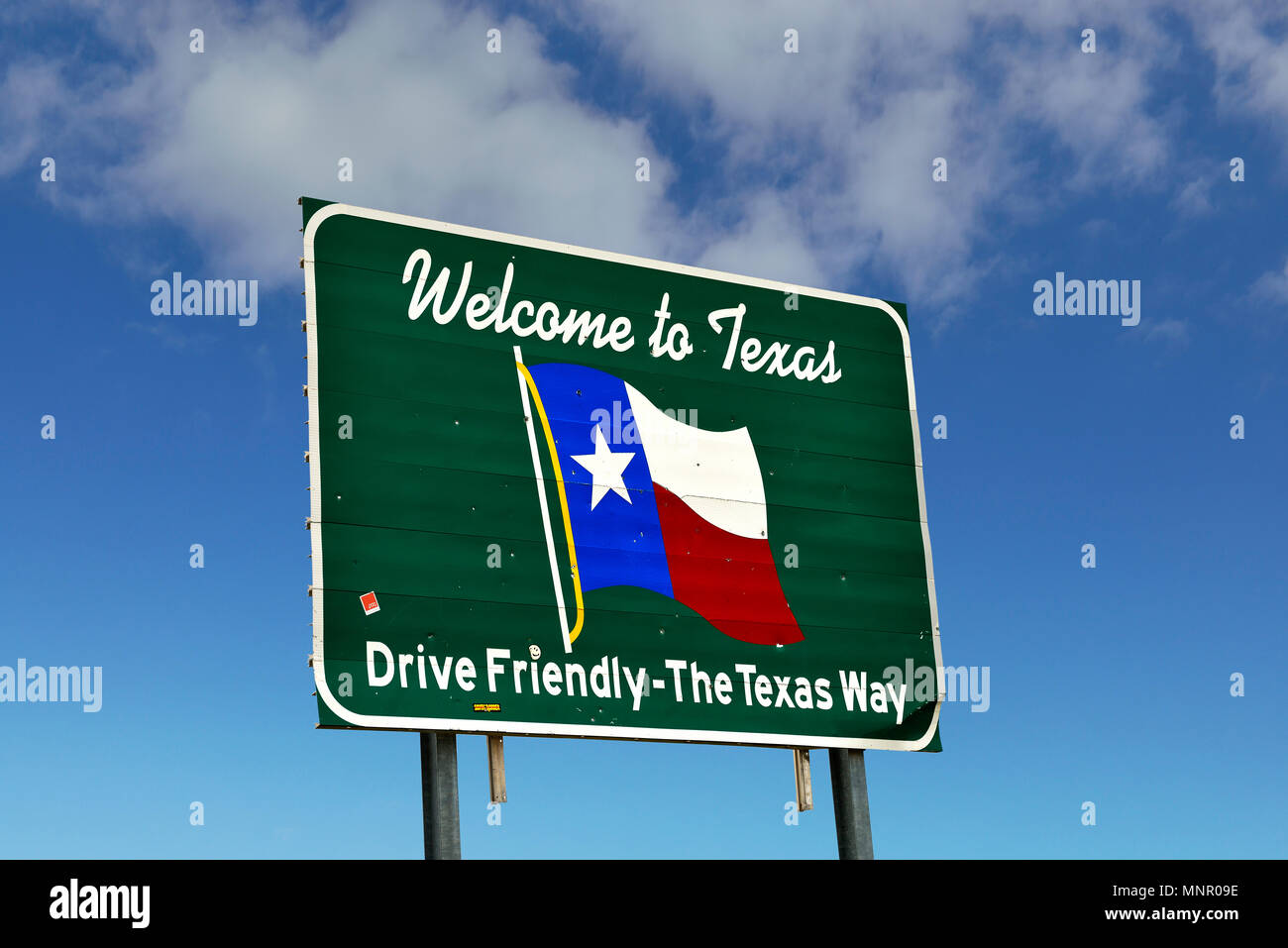 Benvenuti in Texas, Drive Friendly, stile del Texas, Texas, Stati Uniti d'America Foto Stock