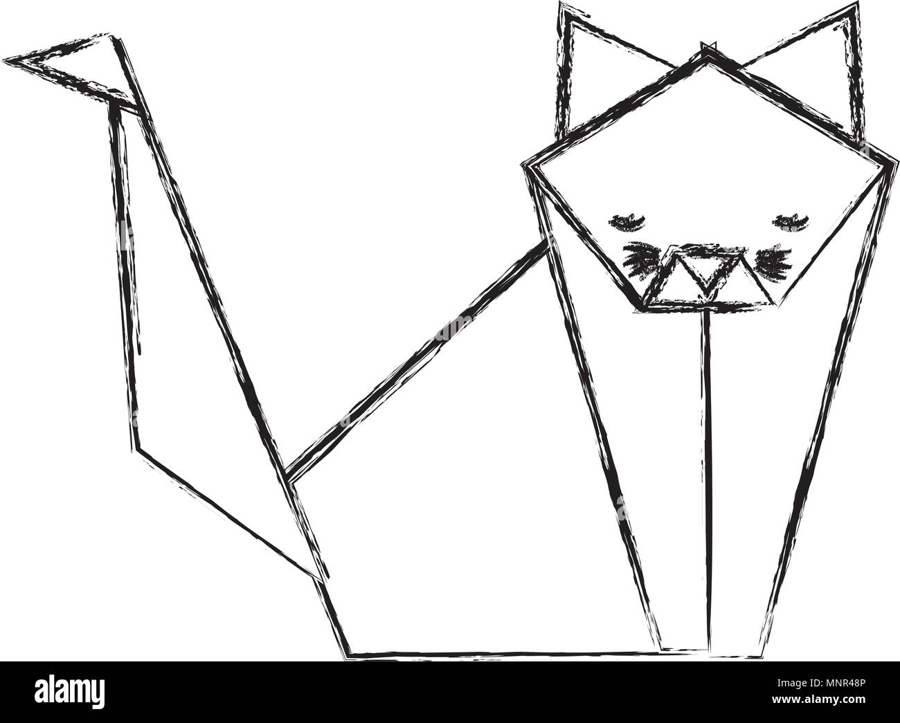 Cat origami icona della carta Illustrazione Vettoriale