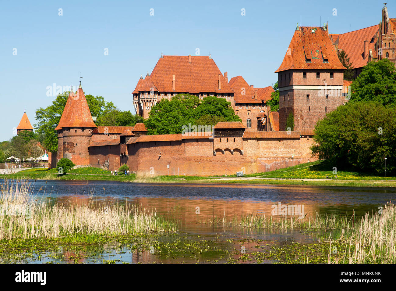 L'Ordine Teutonico castello elencati di patrimonio mondiale dall UNESCO nel Malbork, Polonia. Il 7 maggio 2018, è il più grande centro fortificato edificio gotico in Europa © Wojciech Foto Stock