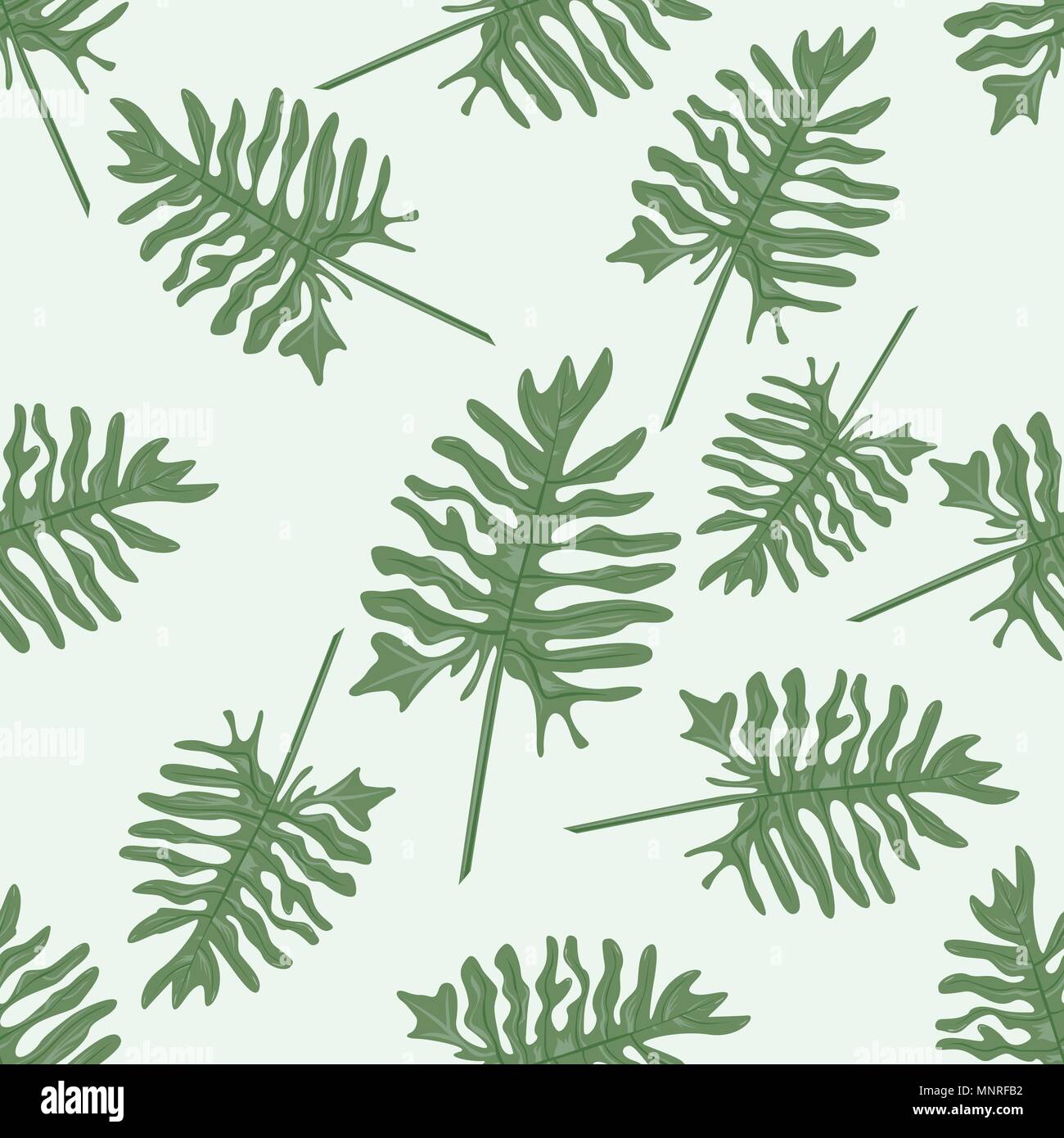 Tropical foglie di palmo. Modello senza giunture. Illustrazione Vettoriale. Jungle lascia il motivo floreale. Illustrazione Vettoriale