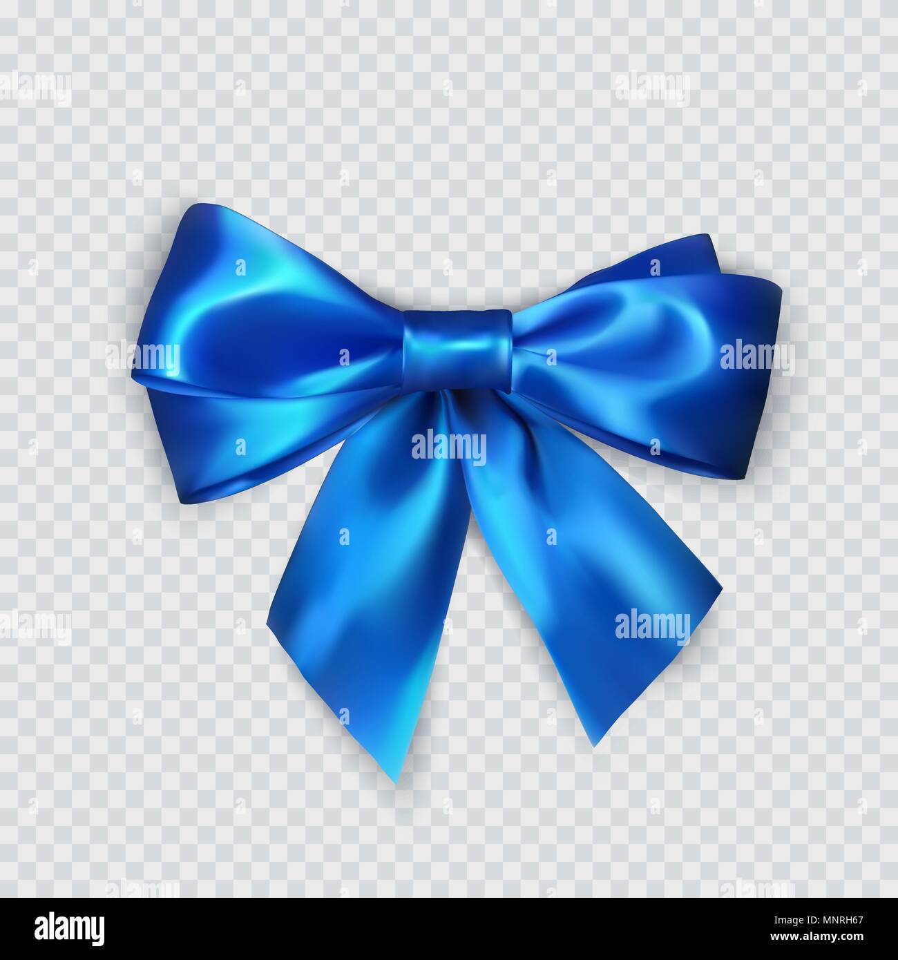 Blue bow. Seta realistico prua. Per la decorazione di regali e di imballaggio di prua blu. Illustrazione di vettore isolato su sfondo trasparente Illustrazione Vettoriale