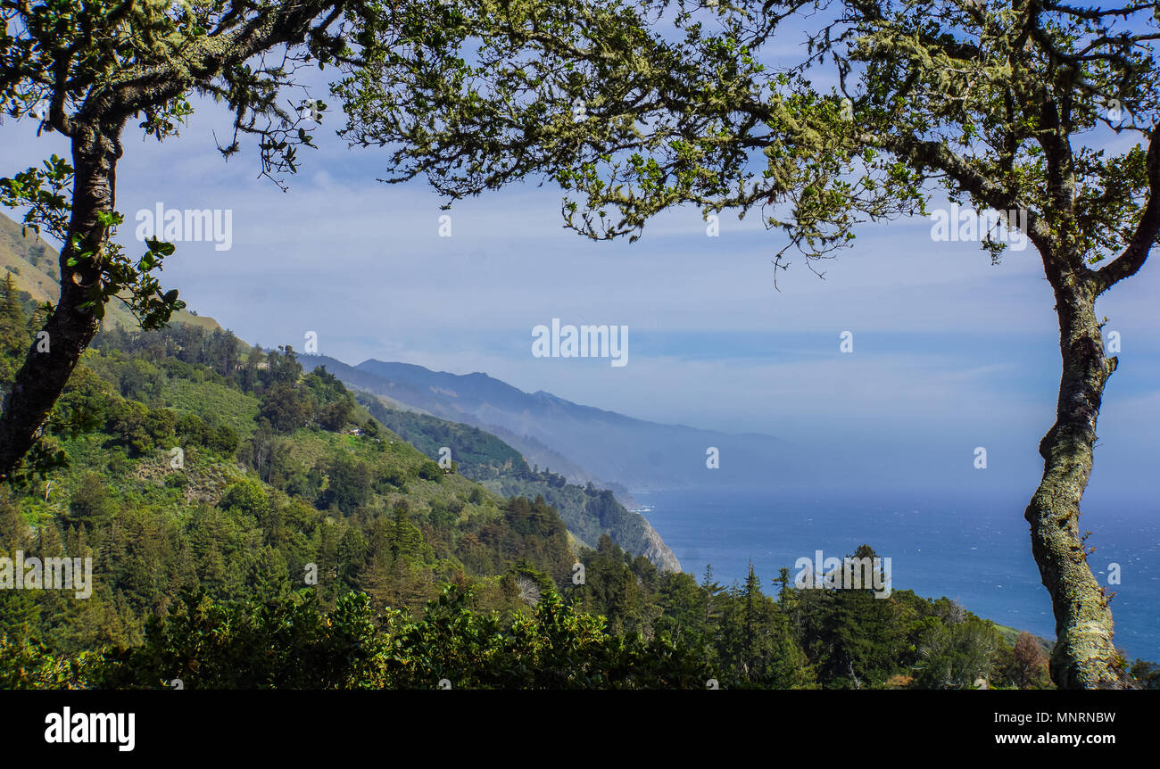 Paesaggio del litorale pacifico hills, oceano in Big Sur , California Foto Stock