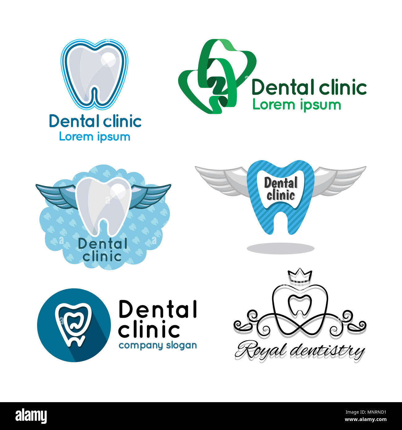 Logo a colori impostata per la clinica dentale Foto Stock