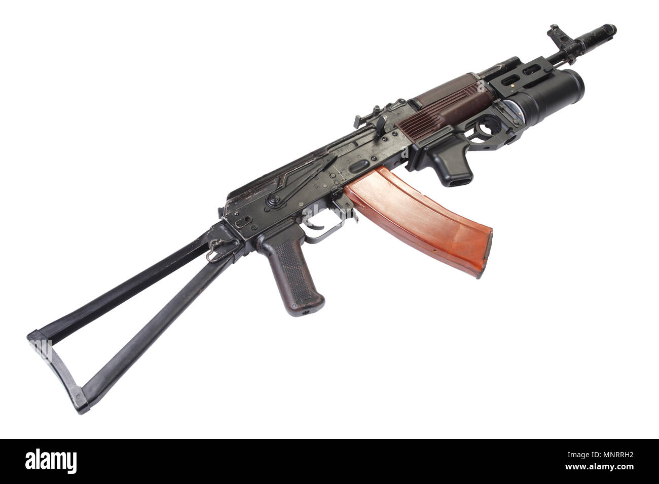 Kalashnikov AK 74 con GP-25 lanciagranate isolato su bianco Foto Stock