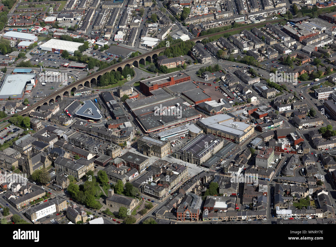 Vista aerea del Lancashire città di Accrington Foto Stock