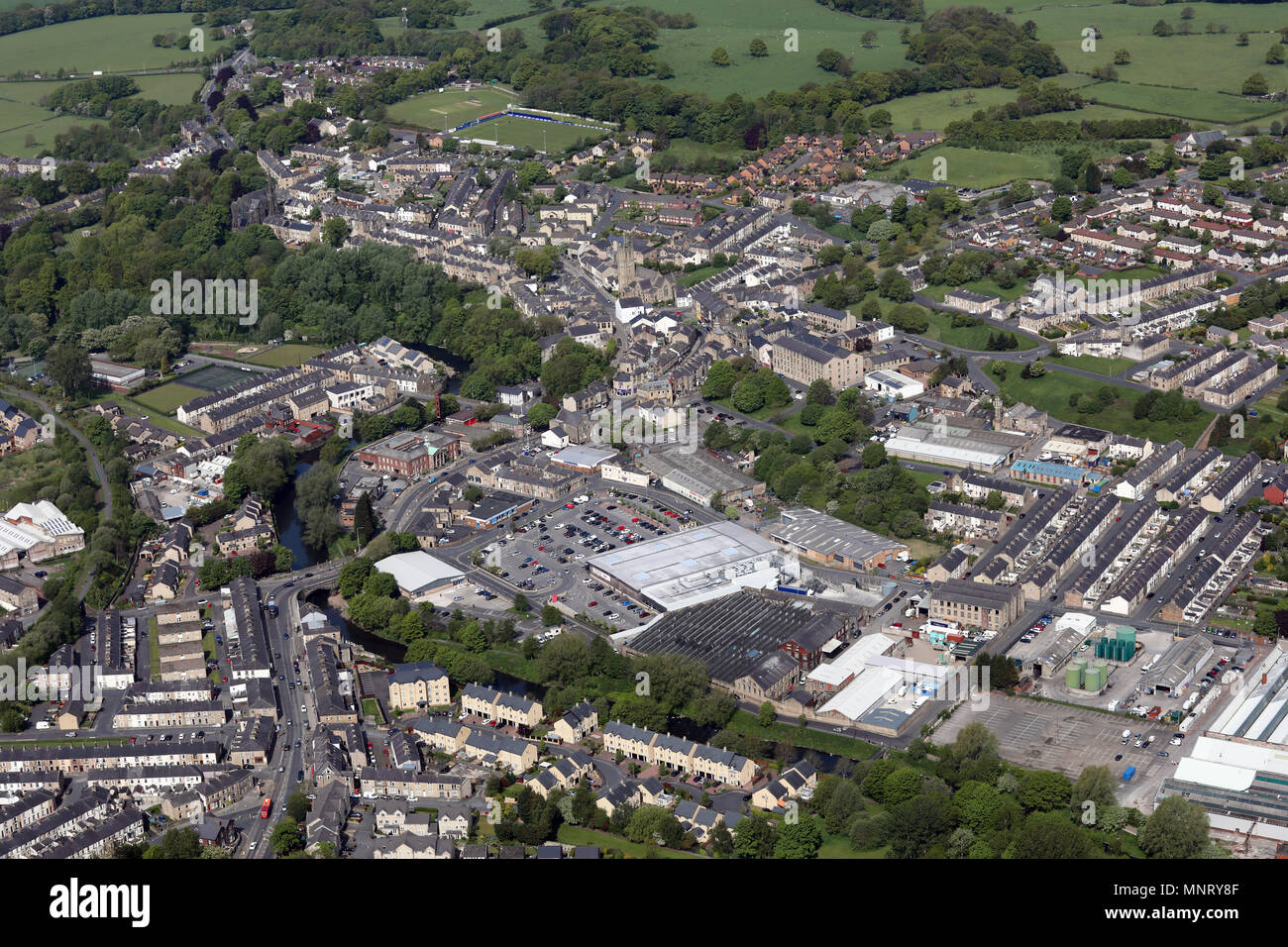 Vista aerea del Lancashire città di padiham, Regno Unito Foto Stock