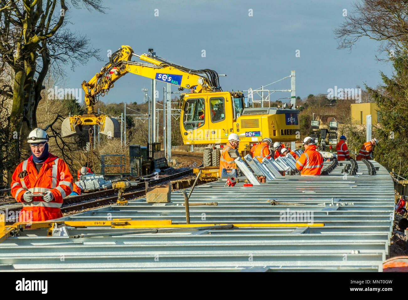 La costruzione della ferrovia lavoratori Foto Stock