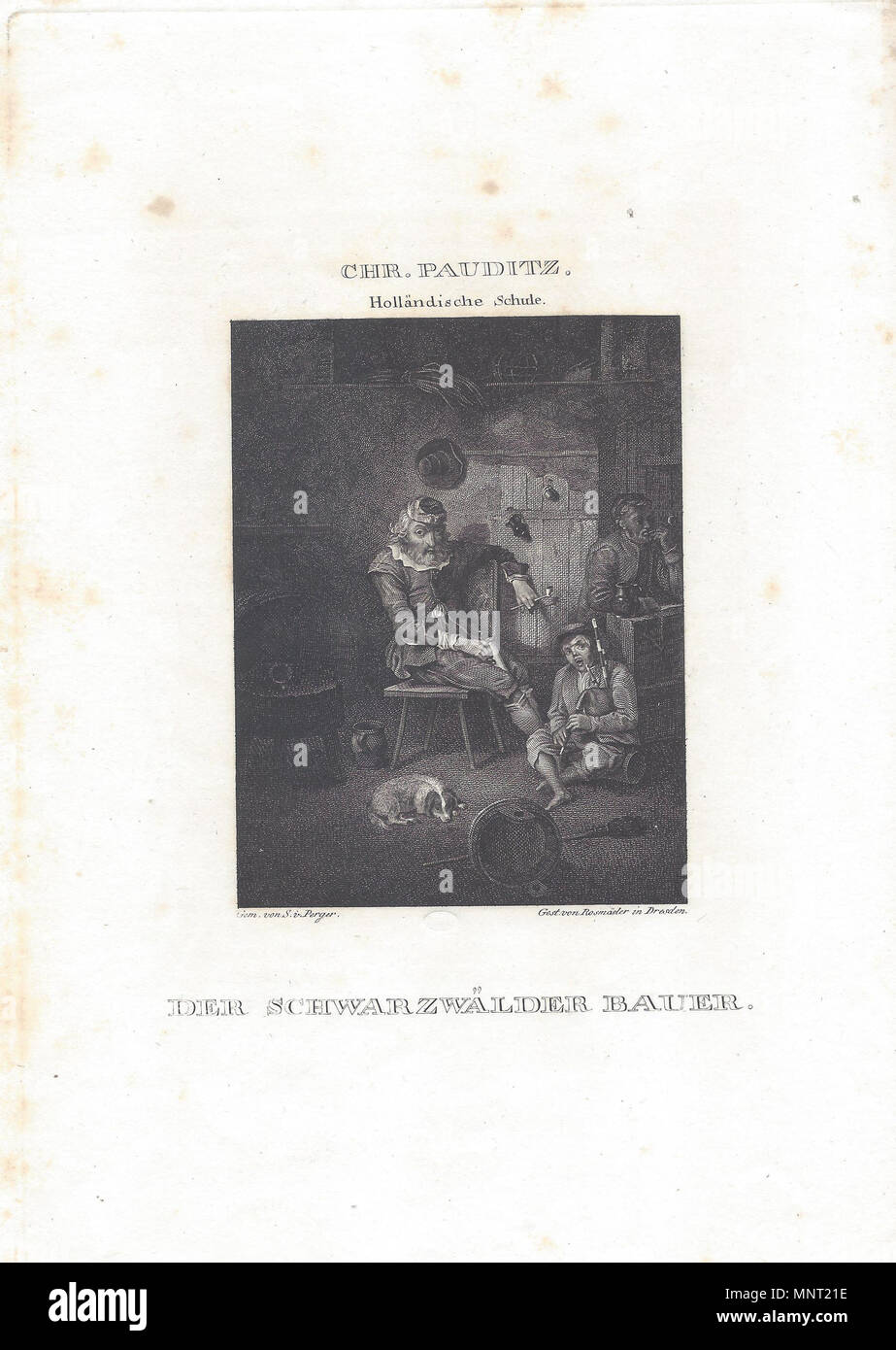 . Deutsch: Von Christan von Mechel bei der Neuordnung der Sammlung des Wiener Belvedere irrtümlich als hauensteiner Tracht interpretiertes Gemälde von Christoph Pauditz.Aus: Haas, Carl (caldaia a recupero.): Kaiserliche königliche Bilder - Gallerie im Belvedere zu Wien. Galerie imperiale - royale au Belvedere a Vienne.Nach Zeichnungen des k.k. Hofmahlers, avvisatore acustico. S.v. Perger, in Kupfer gestochen von verschiedenen Künstlers. Nebst Erklärungen in artistischer und historischer Hinsicht. 1823. Johann Friedrich Roßmäßler (1775-1858) nach Sigmund Ferdinand von Perger (1778-1841) und Christoph Pauditz 964 Pauditz PSE Foto Stock