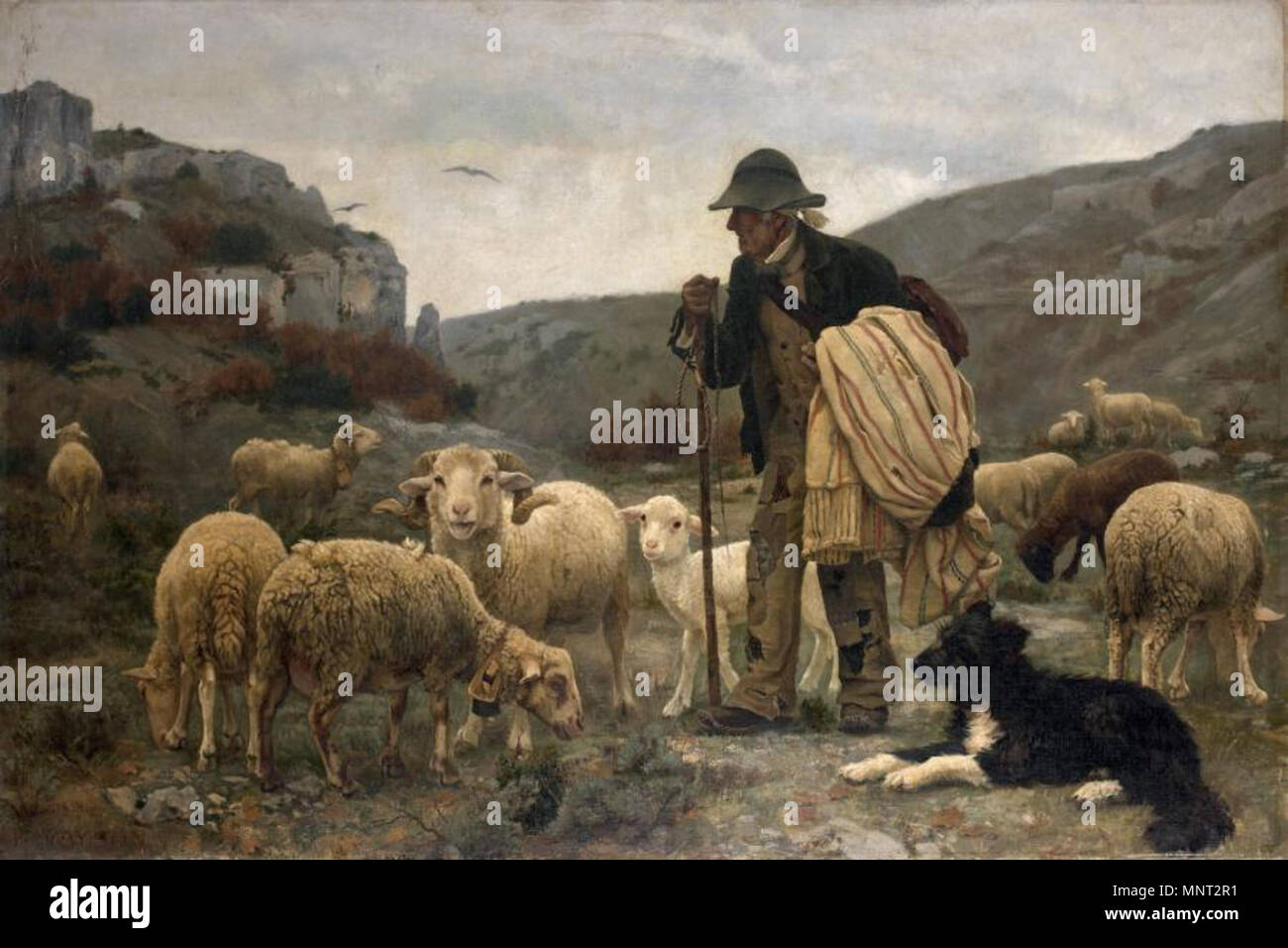 . Français : Berger et ses moutons . 18 Luglio 2013 03:24:12. Paul Vayson 1842 1911 966 Paul Vayson Berger et ses moutons Foto Stock