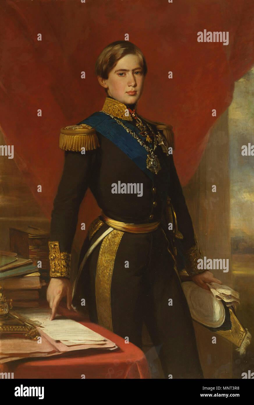 Pedro V, re del Portogallo (1837-61) . Inglese: Ritratto di Pedro V, re del Portogallo . 1854. 971 Pedro V, re del Portogallo (1854) - Franz Xaver Winterhalter Foto Stock