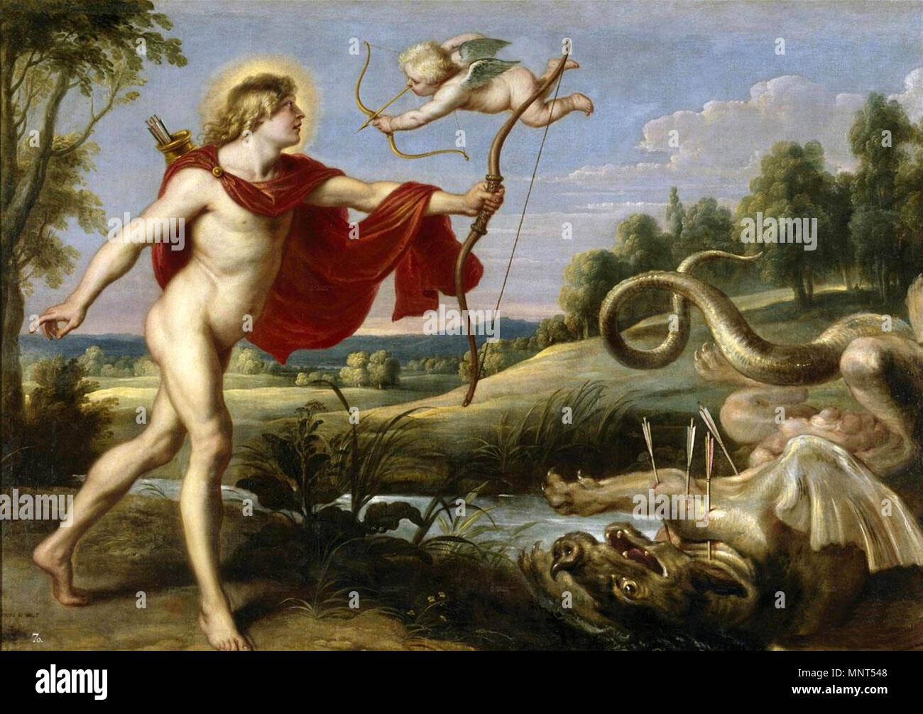 Inglese: Apollo e Python tra 1636 e 1638. 976 Peter Paul Rubens - Apollo e Python, 1636-1638 Foto Stock