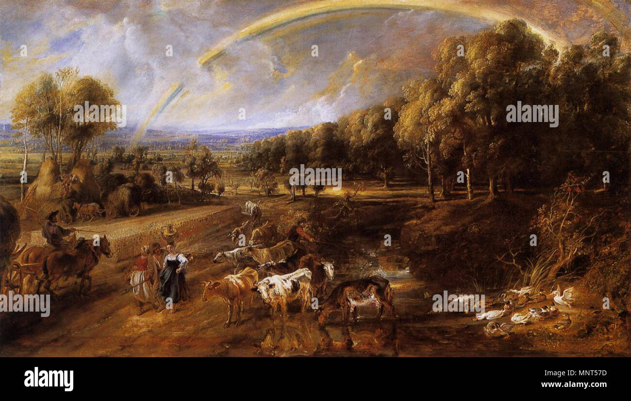 Paesaggio con un arcobaleno di circa 1638. 976 Peter Paul Rubens - Paesaggio con un arcobaleno - WGA20411 Foto Stock