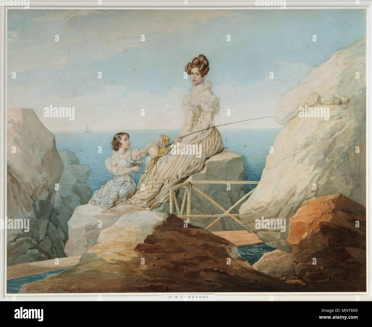 Inglese: Ritratto di imperatrice Alexandra e la Granduchessa Maria Nikolaevna Русский: Портрет императрицы Александры Фёдоровны и великой княжны Марии Николаевны 1829. 979 Petr Sokolov 001 Foto Stock