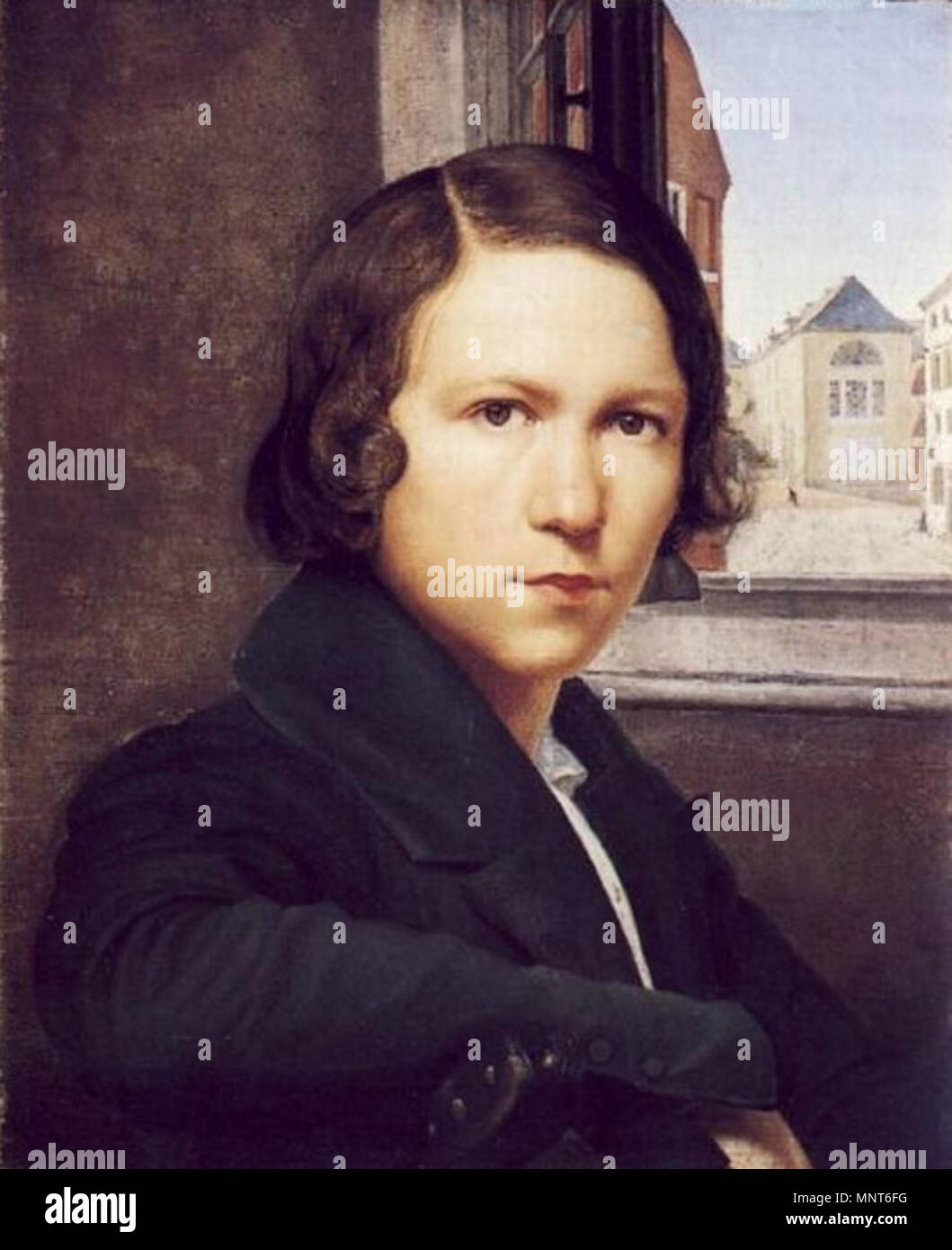 . Deutsch: Philipp Hoyoll, Sebstporträt, tipo di oggetto: Tecnica di pittura: olio su tela Misure: 50,5 x 41,5 cm ) . tra il 1834 e il 1839. Philipp Hoyoll 982 Philipp Hoyoll Foto Stock