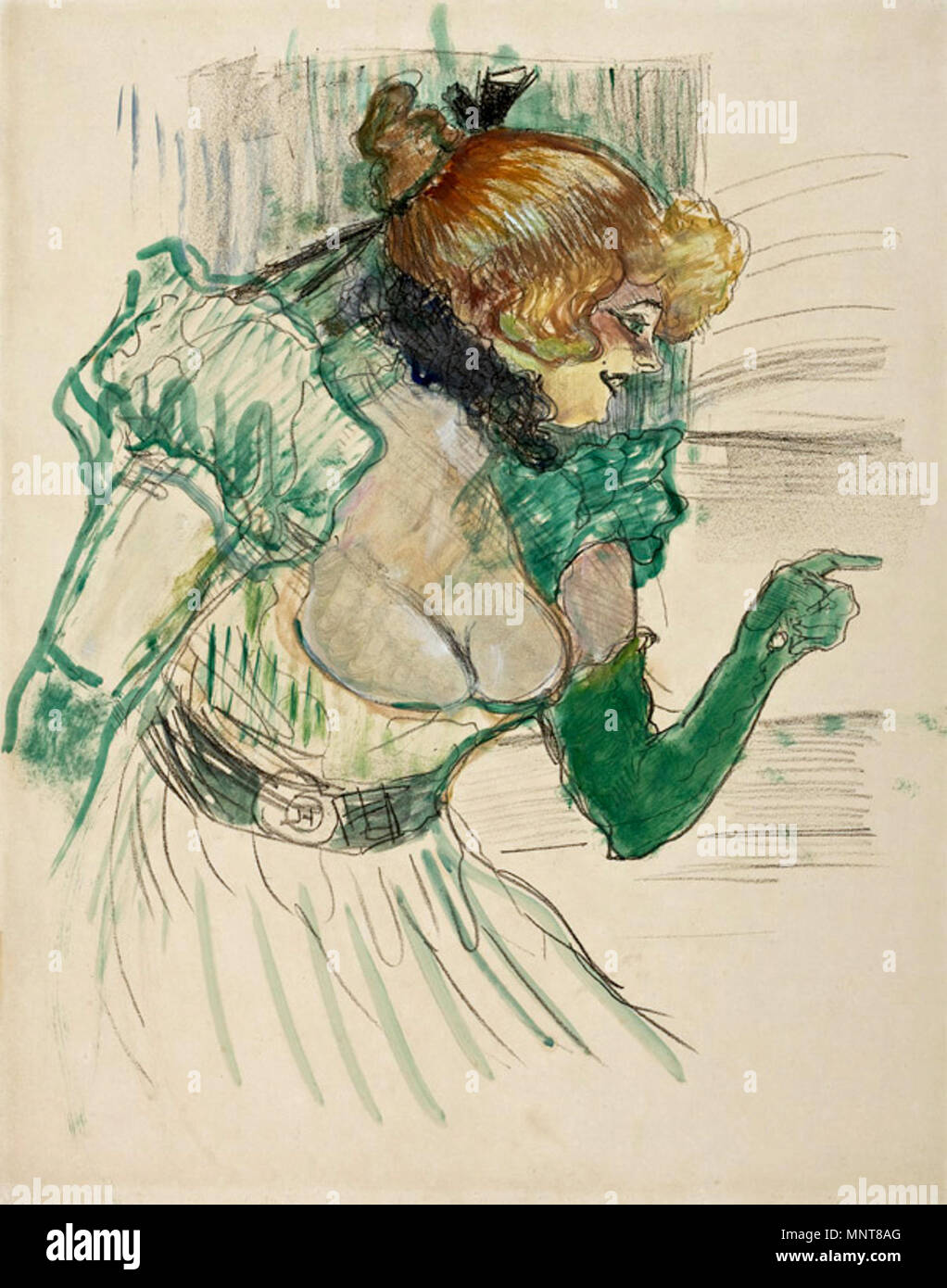 Inglese: artista con guanti Verde - Il Cantante Dolly dal 'star' a Le Havre Português: Artista com Luvas Verdes - Una Cantora Dolly fare 'star' de Le Havre 1899. 1201 Toulouse-Lautrec - Artista com Luvas Verdes Foto Stock