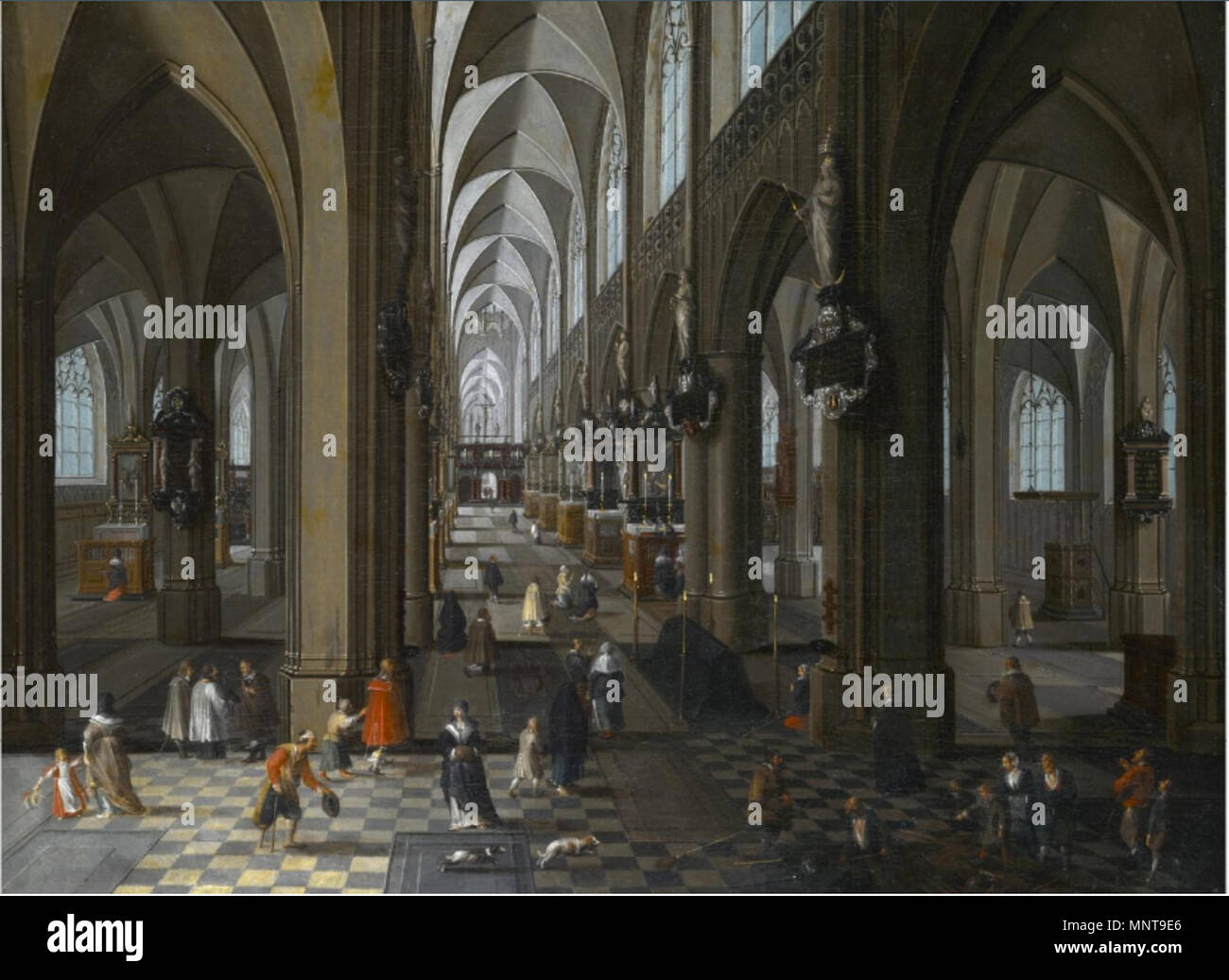 Interno della cattedrale di Antwerp 1651. 993 Pieter Neefs il sambuco - Gli interni della Cattedrale di Anversa Foto Stock