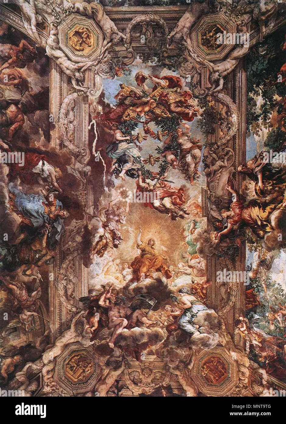 Allegoria della Divina Provvidenza e del potere Barberini tra 1633 e 1639. 995 Pietro da Cortona - Allegoria della Divina Provvidenza e del potere Barberini - WGA17683 Foto Stock