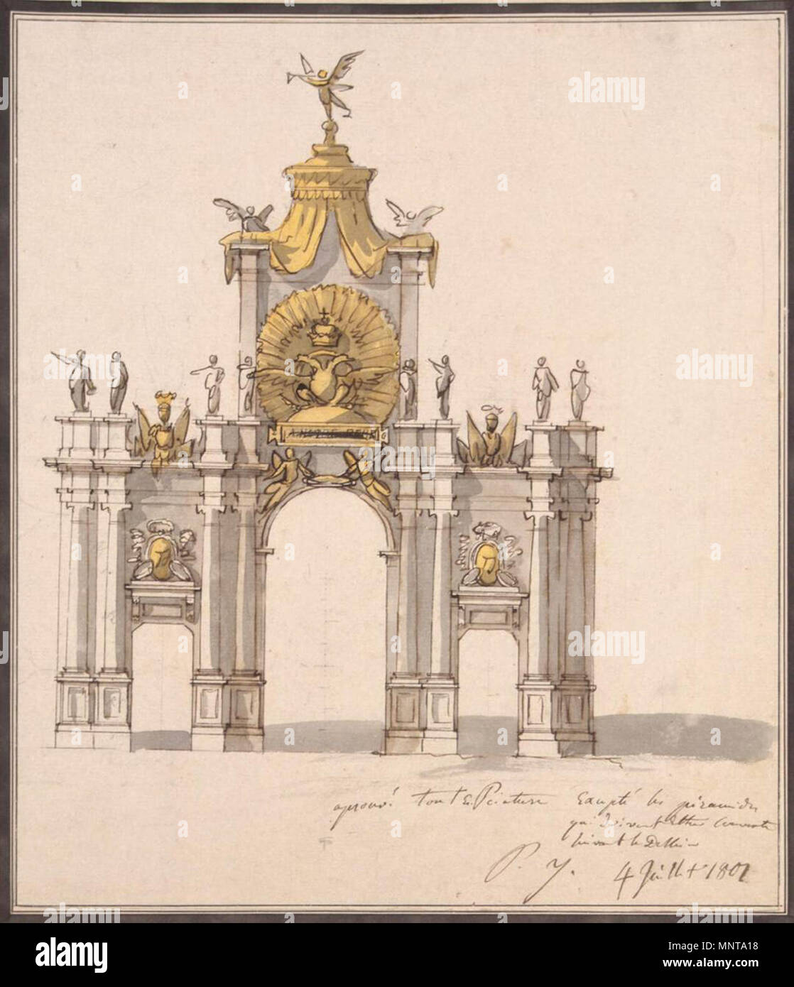 La progettazione della decorazione per il trionfale di Red Gate a Mosca 1797. 995 Pietro di Gottardo Gonzaga - Progettazione della decorazione per il trionfale Porta Rossa a Mosca - WGA09743 Foto Stock
