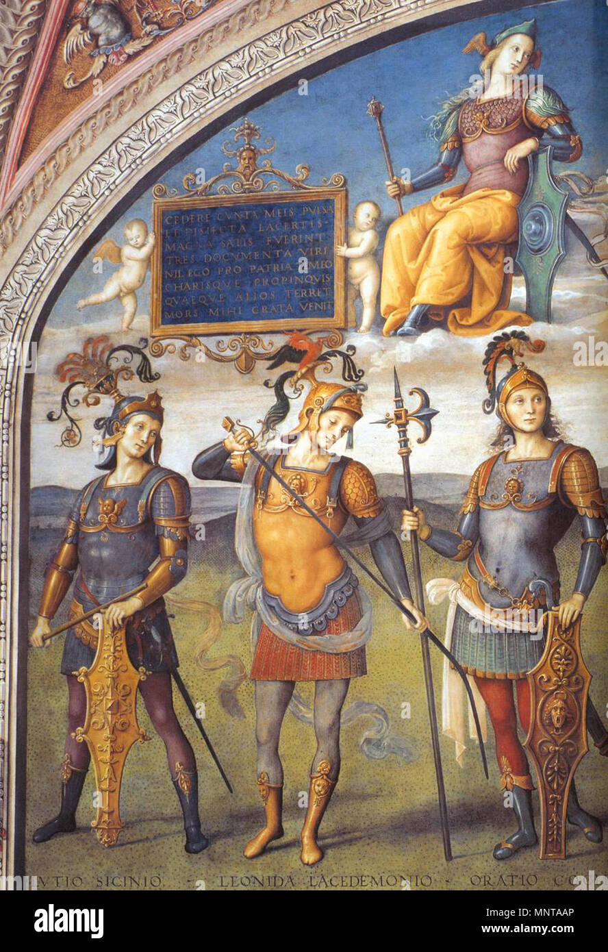 Uomini illustri dell'antichità (dettaglio) tra 1497 e 1500. 996 Pietro Perugino - uomini illustri dell'antichità (dettaglio) - WGA17237 Foto Stock