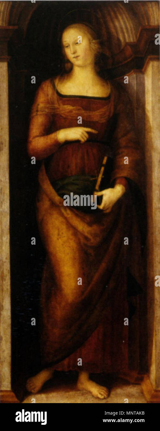 . Pietro Perugino: Polittico dell'Annunziata (Sant'Elena). Cat. No. 74 a Vittoria Garibaldi: Perugino. Catalogo completo. Octavo, Firenze 2000, ISBN 88-8030-091-1 . Pietro Perugino (1446-1524) nomi alternativi nascita Nome: Pietro Vannucci Descrizione pittore italiano Data di nascita e morte tra circa 1445 e circa 1448 1523 Luogo di nascita e morte Città della Pieve Fontignano sede di lavoro Perugia, Firenze, Roma, Orvieto competente controllo : Q5827 VIAF: 228460912 ISNI: 0000 0003 8692 0520 ULAN: 500024544 LCCN: N84039337 WGA: Perugino, Pietro WorldCat 997 Pietro Perugino cat74c Foto Stock