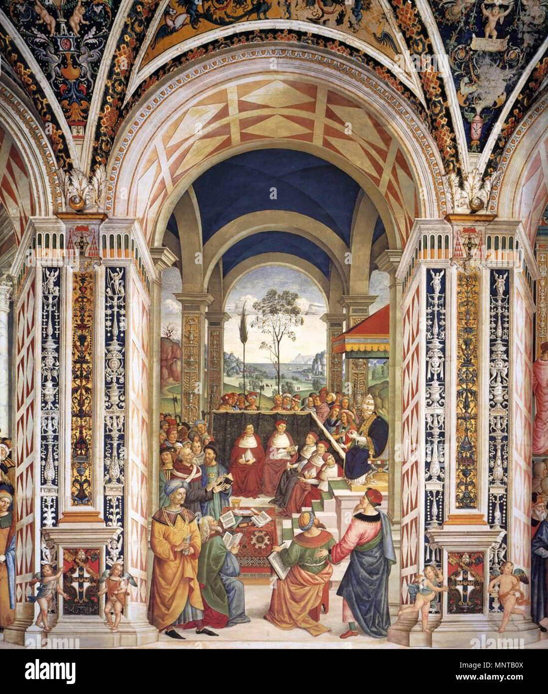Inglese: No. 8: il Papa Pio II al congresso di Mantova tra 1502 e 1508. 999 Pinturicchio - No. 8 - Il Papa Pio II al congresso di Mantova - WGA17803 Foto Stock