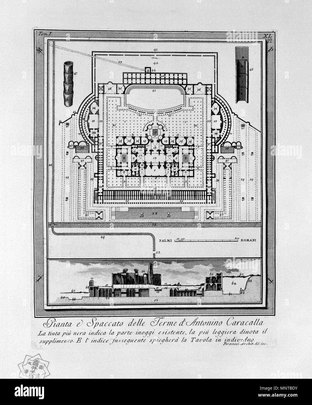 Pianta del complesso delle Terme di Caracalla (Roma) 1756. 1000 Piranesi-1072 Foto Stock