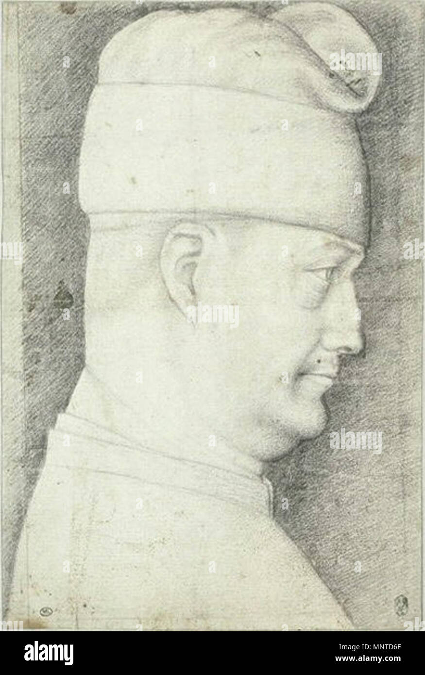 Français : Filippo Maria Visconti, coiffé d'onu cofano, en buste et de profil xv secolo. 1005 Pisanello - Codex Vallardi 2483 Foto Stock