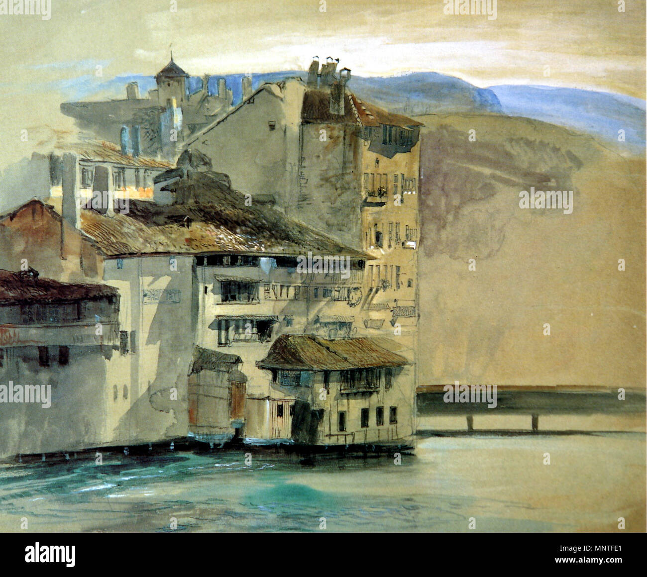 940 case vecchie Rhône Isola Ginevra Foto Stock