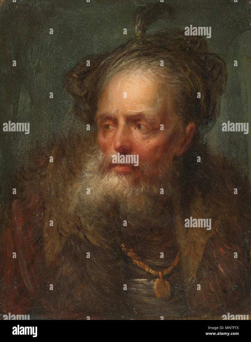 . Inglese: Ritratto di un uomo barbuto, testa e spalle, in un cappuccio e pelliccia rifilati mantello 1016 Ritratto di un uomo barbuto, testa e spalle Foto Stock