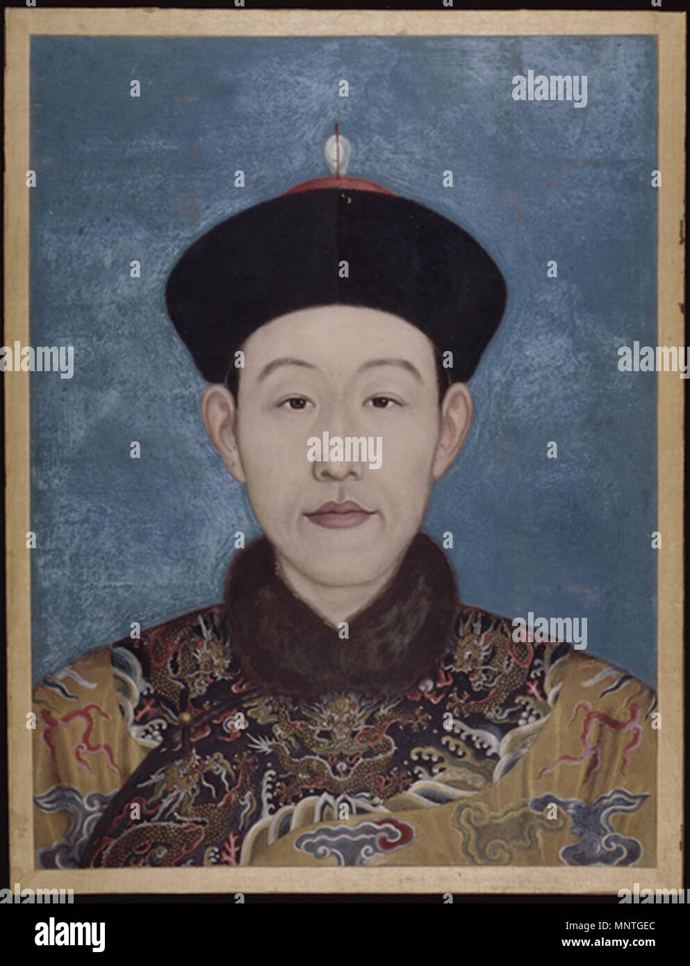 . Inglese: Ritratto di Imperatore Qianlong, dipinta da Giuseppe Castiglione Français : Portrait de l'Empereur Qianlong, Giuseppe Castiglione 中文: 郎世宁绘乾隆画像，法国吉美博物馆藏 . circa 1737. 1019 ritratto dell'Imperatore Qianlong Foto Stock