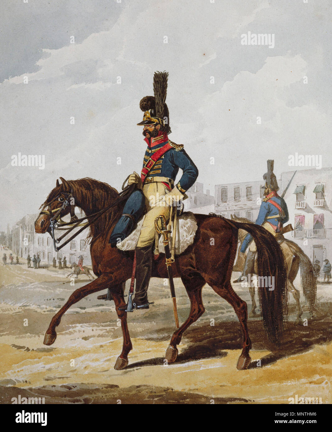 . Inglese: cavalleria del Royal Guardia di polizia di Lisbona, 1812. Disegnata da Denis Dighton. Português: Cavalaria da Guarda Real da Polícia de Lisboa, 1812. Desenhado por Denis Dighton. 1812. Denis Dighton (1792-1827) nomi alternativi Dighton; Deighton Descrizione pittore inglese Data di nascita e morte 1792 8 Agosto 1827 Luogo di nascita e morte di Londra Autorità Saint-Servant controllo : Q5257201 VIAF: 10121446 ISNI: 0000 0000 6660 2945 ULAN: 500019407 LCCN: n2002079523 SUDOC: 112727999 WorldCat 1024 esercito portoghese, Cavalleria Guardia di polizia di Lisbona (1812) - Denis Dighton Foto Stock
