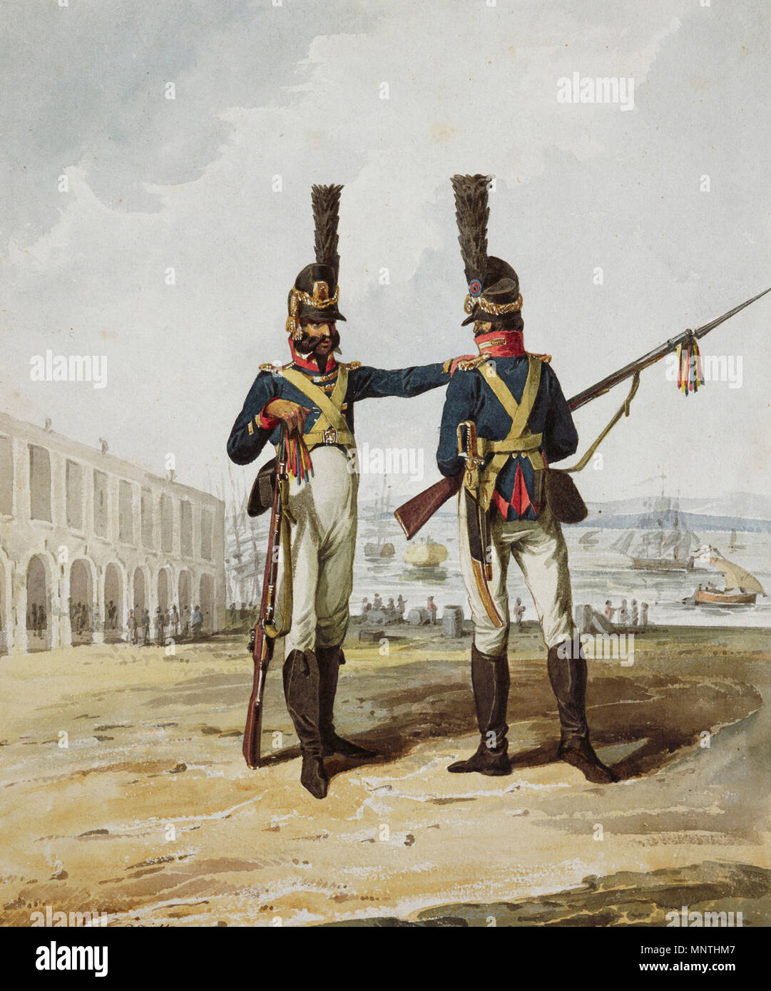 . Inglese: Fanteria di Royal Guardia di polizia di Lisbona, 1812. Disegnata da Denis Dighton. Português: Infantaria da Guarda Real da Polícia de Lisboa, 1812. Desenhado por Denis Dighton. 1812. Denis Dighton (1792-1827) nomi alternativi Dighton; Deighton Descrizione pittore inglese Data di nascita e morte 1792 8 Agosto 1827 Luogo di nascita e morte di Londra Autorità Saint-Servant controllo : Q5257201 VIAF: 10121446 ISNI: 0000 0000 6660 2945 ULAN: 500019407 LCCN: n2002079523 SUDOC: 112727999 WorldCat 1024 esercito portoghese, Fanteria Guardia di polizia di Lisbona (1812) - Denis Dighton Foto Stock