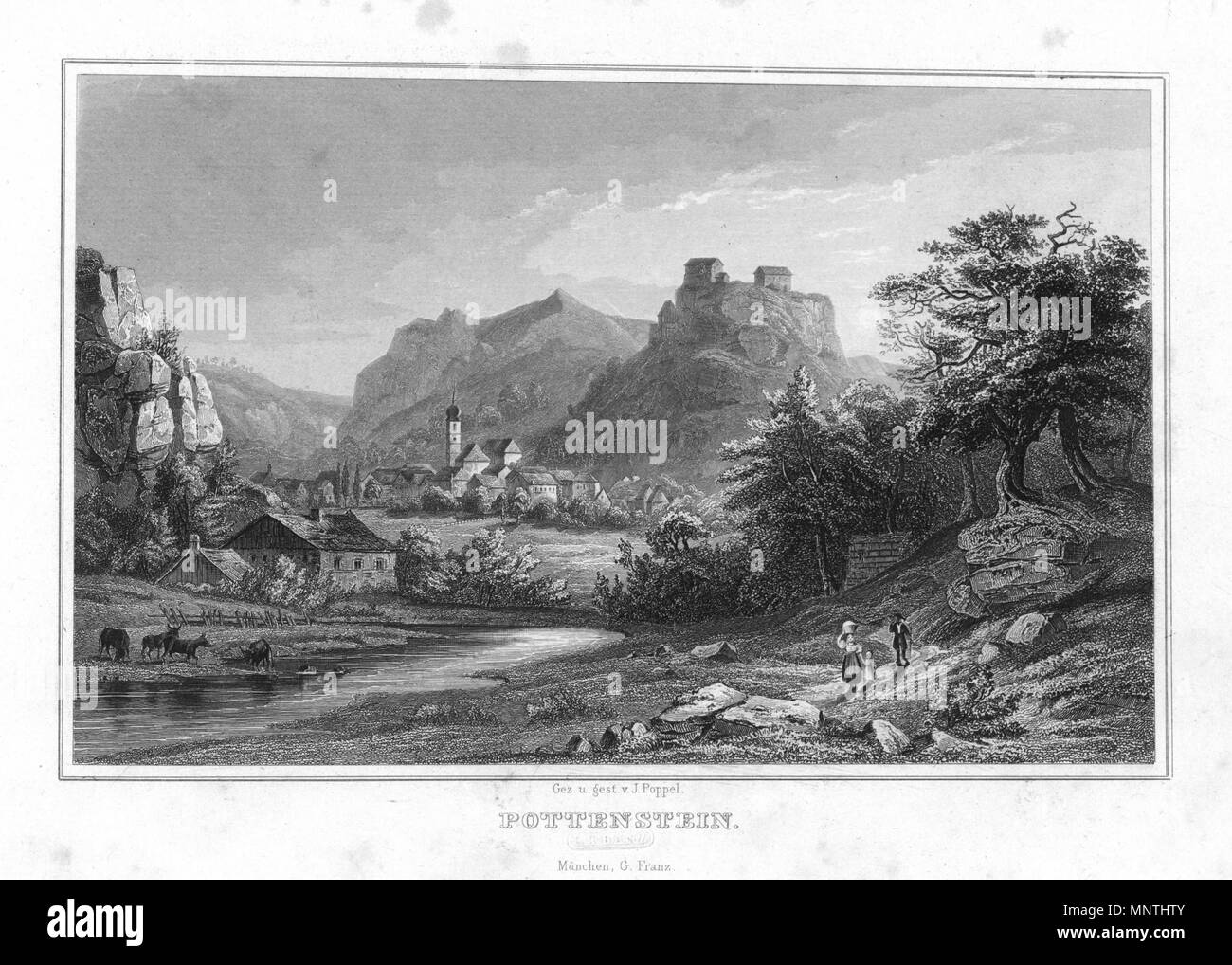 . Deutsch: Pottenstein in Album fränkischen der Schweiz. Neun Stahlstiche. 1840. 1840. Johann Poppel (1807-1882) nomi alternativi Johann Gabriel Friedrich Poppel; Johann Poppel Descrizione pittore tedesco, calcografia incisore e incisore in acciaio Data di nascita e morte 14 Maggio 1807 6 Agosto 1882 Luogo di nascita e morte martello bei Nürnberg Ammerland am Starnberger See sede di lavoro Norimberga; Londra; Autorità di Monaco di Baviera : controllo Q570435 VIAF: 18026629 ISNI: 0000 0000 6317 3874 LCCN: N79119456 GND: 119209071 NLP: un WorldCat36682433 1025 Pottenstein 1840 001 Foto Stock