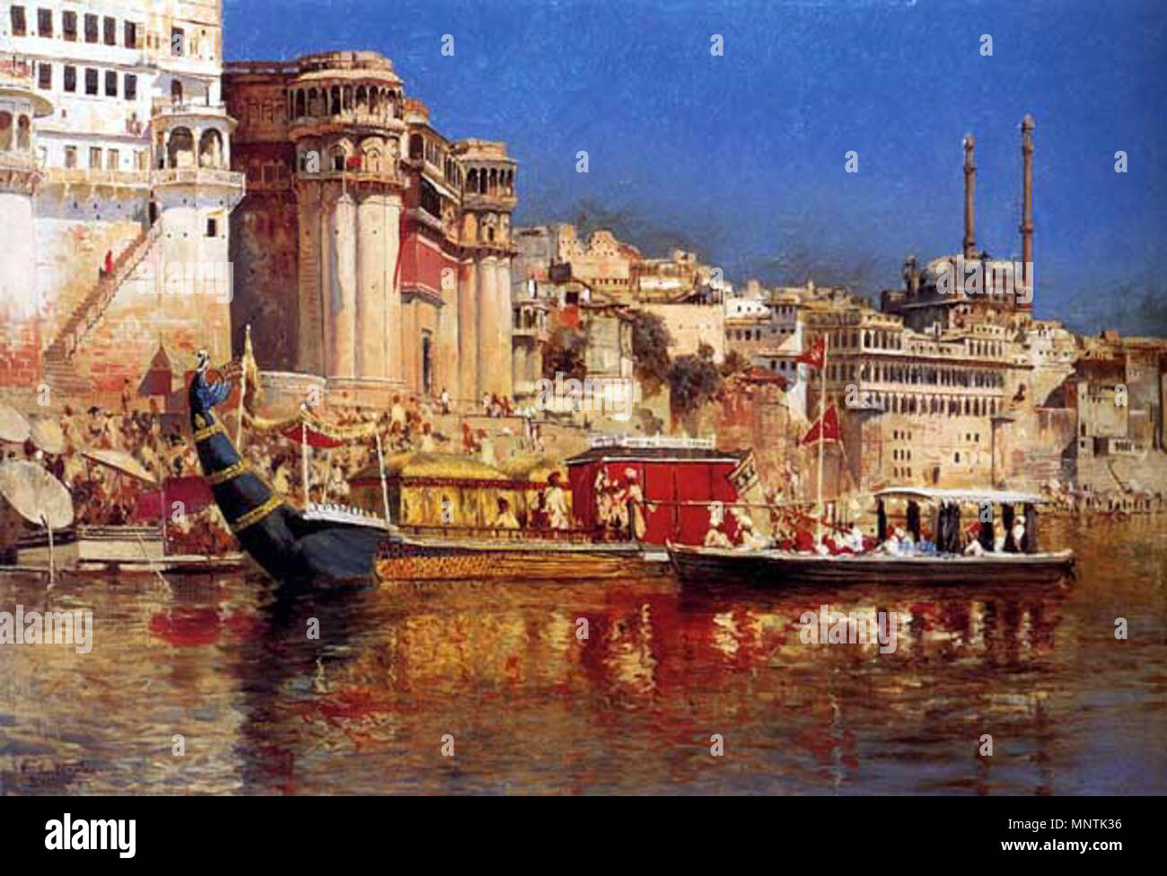 . Inglese: la chiatta del Maharaja di Benares . 1883. Edwin Signore settimane (1849-1903) nomi alternativi E. L. settimane; Edwin L. settimane; e. l. settimane; settimane; e.l. settimane; ed. settimane Descrizione pittore americano Edwin Signore settimane (1849 - 1903) era un artista americano. Data di nascita e morte 1849 17 Novembre 1903 Luogo di nascita e morte di Boston, Massachusetts Parigi competente controllo : Q3735411 VIAF: 95828216 ULAN: 500023842 LCCN: N86835275 GND: 1017151601 RKD: 83232 WorldCat 1169 La Chiatta del Maharaja di Benares ca 1883 Foto Stock