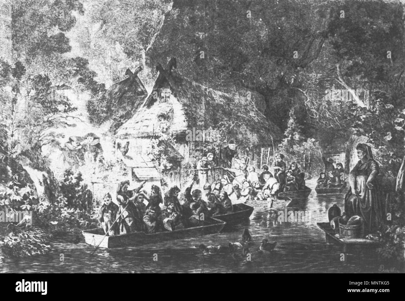 . Deutsch: 'Wendische Schule im Spreewald'. Illustrirte Zeitung n. 1124, 14. Januar 1865, S. 29; Holzstich auf Papier, 23,5 × 35,2 cm (Darstellung). Nürnberg, Germanisches Nationalmuseum, Graphische Sammlung, Inventar-Nr. HB 30356, Pacetti-Nr. 1378 . 1865. Josef Puschkin (1827-1905) Descrizione pittore tedesco e litografo Data di nascita e morte 12 Aprile 1827 8 febbraio 1905 Luogo di nascita e morte Munich Monaco di Baviera periodo di lavoro 1827-1880 competente controllo : Q1270781 VIAF: 81655545 ULAN: 500358614 GND: 137468245 1033 Puschkin, Josef - Wendische Schule im Spreewald Foto Stock