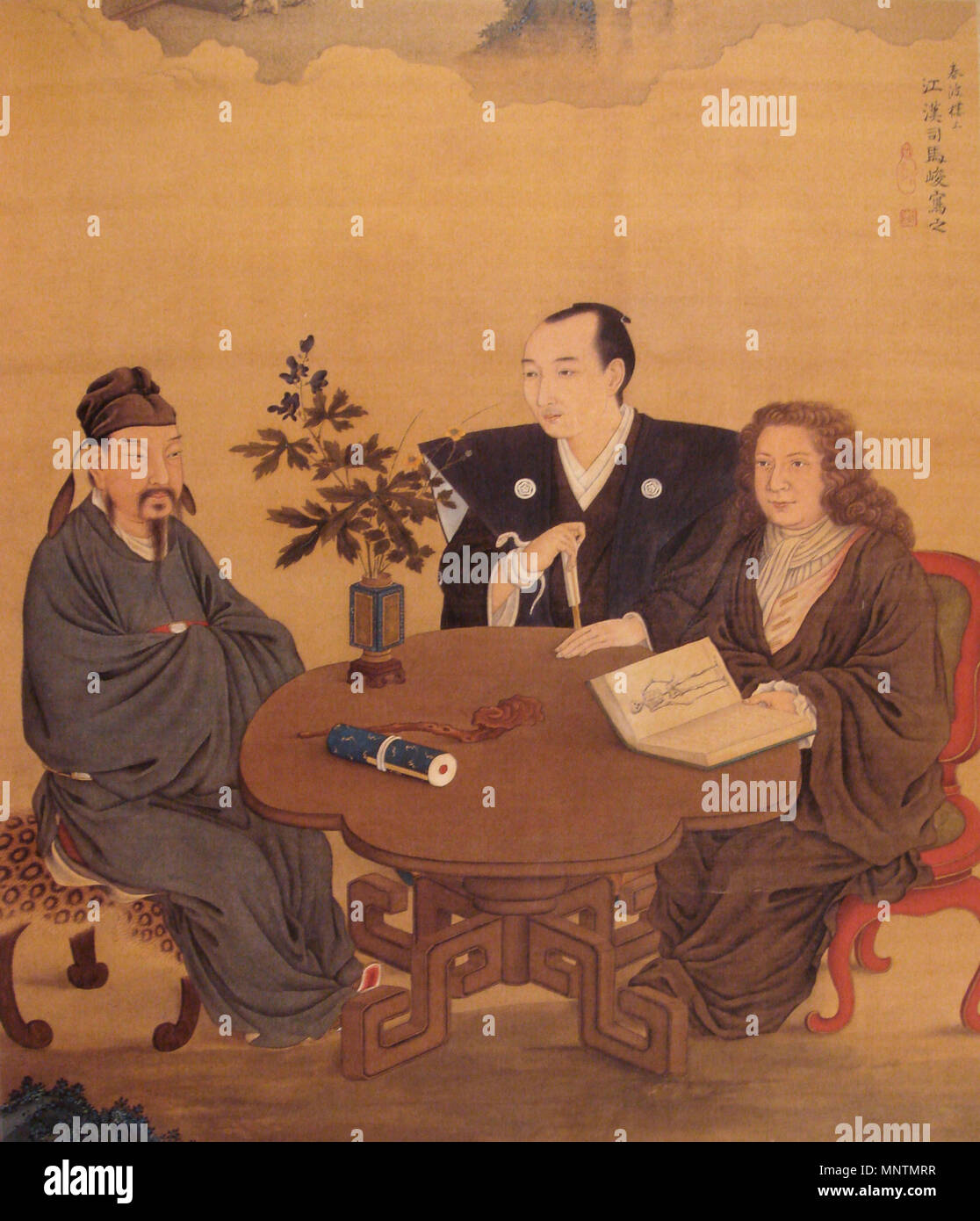 . Inglese: Shiba Kokan: un incontro di Giappone, Cina e l'Occidente. Fine del XVIII secolo. Fine del XVIII secolo. Shiba Kokan 1115 Shiba Kokan una riunione del Giappone Cina e Occidente tardo XVIII secolo Foto Stock