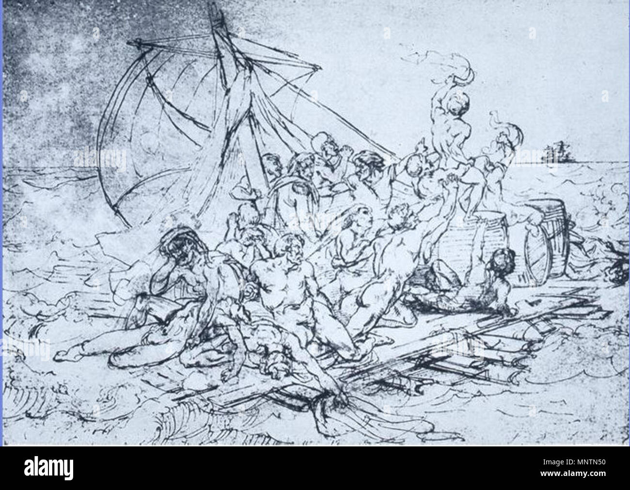 . Matita, penna e seppia studio per la zattera della Medusa, 41 x 55 cm