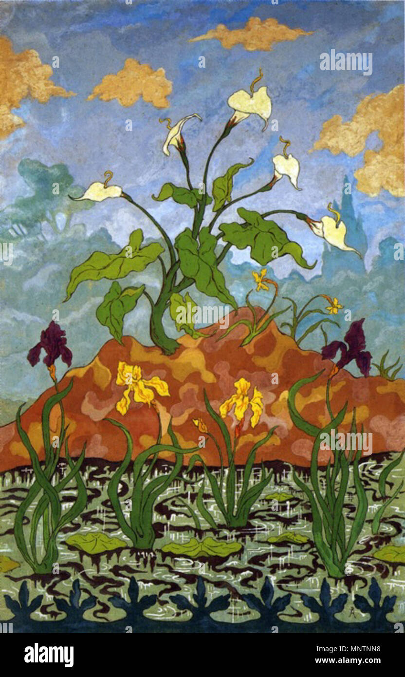 . Français : Arums et iris violette et jaunes inglese: il viola e il giallo Arum Gigli e Iris . 1899. Paul Ranson (1861-1909) nomi alternativi Paolo Élie Ranson Descrizione pittore francese Data di nascita e morte 29 Marzo 1861 20 febbraio 1909 Luogo di nascita e morte di Limoges Autorità di Parigi controllo : Q585067 VIAF: 88739572 ISNI: 0000 0001 1683 1739 ULAN: 500029480 LCCN: N98028882 GND: 119341441 WorldCat 1042 Ranson - Arums et iris violette et jaunes Foto Stock
