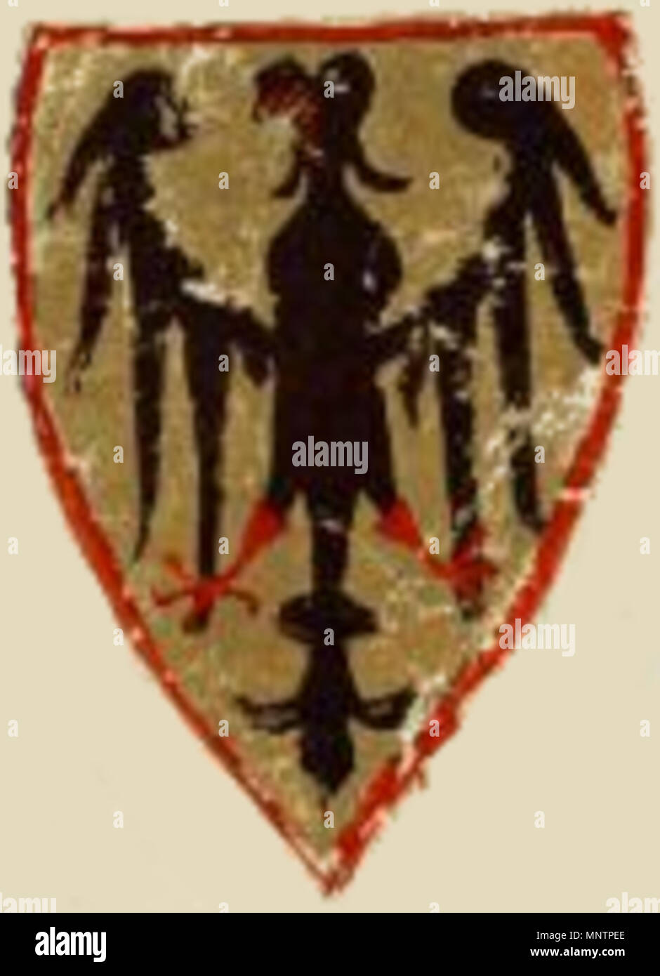 . Attribuito Imperial stemma di Enrico VI Imperatore del Sacro Romano Impero (morto nel 1197), Illustrazione circa 1305 da: Codex Manesse, fol. 6r, Heinrich VI. tra 1305 e 1315. Meister des Codex Manesse (Grundstockmaler) Descrizione pittore tedesco periodo di lavoro c. 1305-1340 (?) lavoro derivato: Dbachmann (PARLA) 1045 Reichsadler Manesse Foto Stock