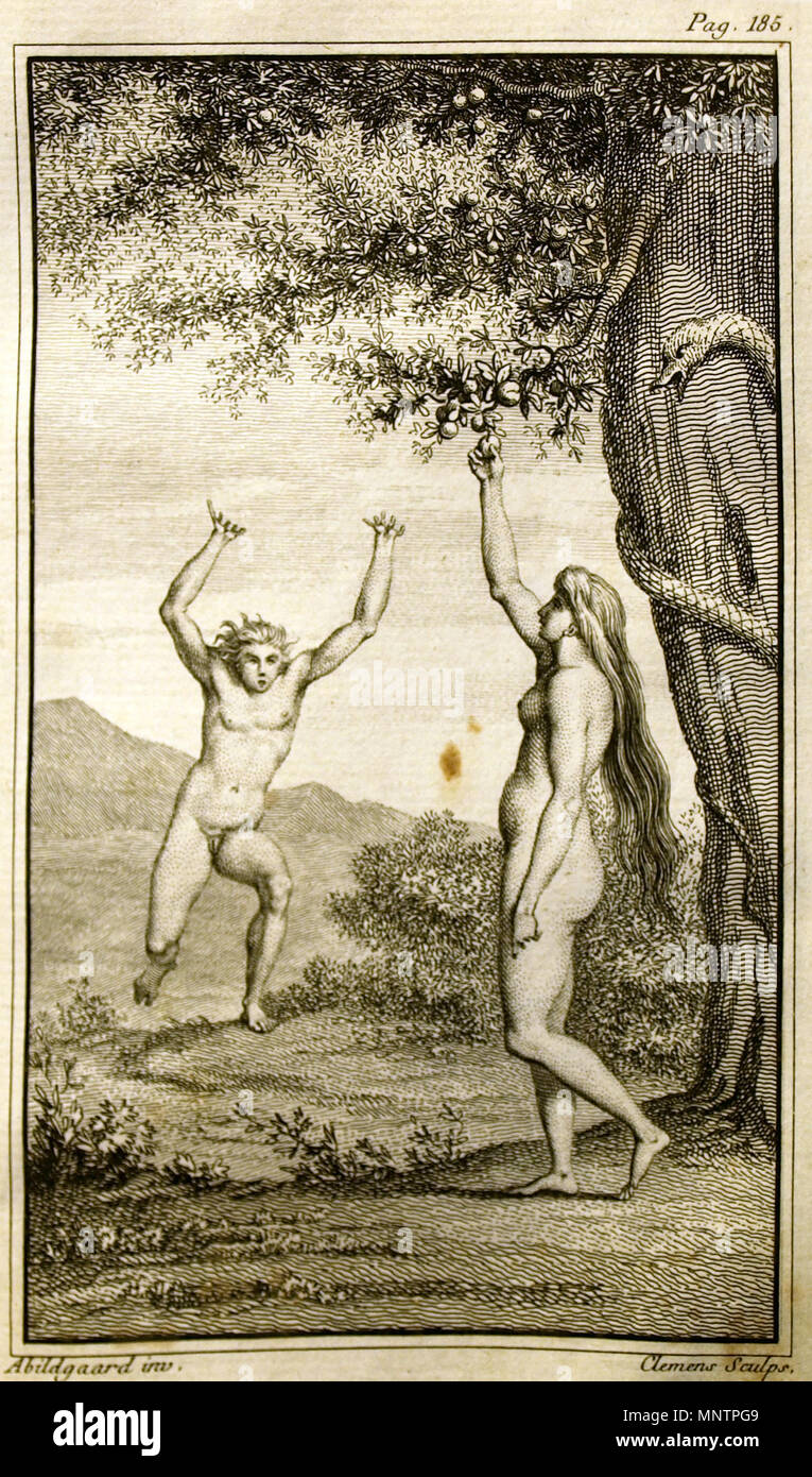 . Inglese: Illustrazione da Johannes Ewalds 'Adam & Eve'. Disegno da N.A. Abildgaard, incisione di J.F. Clemens. Dansk: Illustrazione fra Johannes Ewalds 'Adam og Eva'. Tegning af N.A. Abildgaard, stik af J.F. Clemens. . 1780. 729 Johannes Ewald Adam og Eva 3 Foto Stock