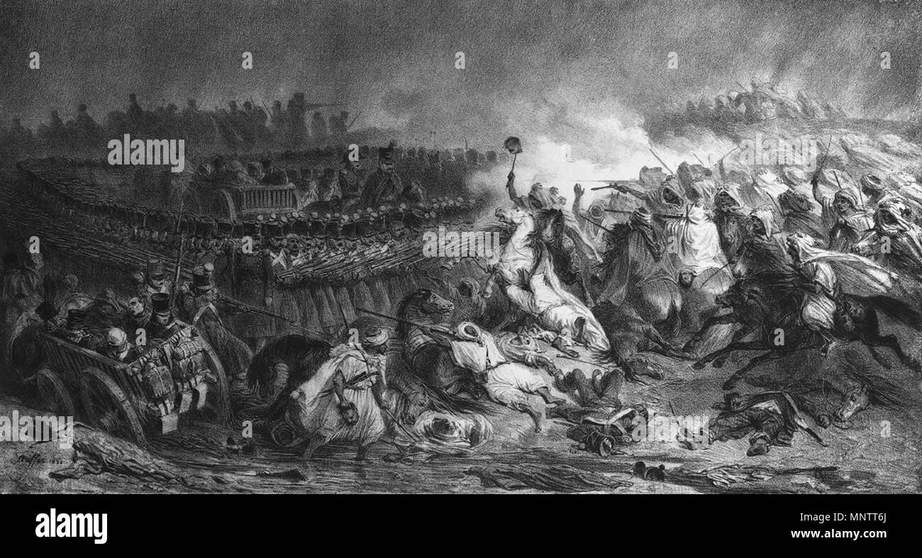 . Français : episodio de la retraite de Costantino en novembre 1836, le carré du Maréchal Changarnier attaqué par les arabes. . 1836. Auguste Raffet (1804-1860) nomi alternativi Denis Auguste Marie Raffet Descrizione pittore francese, disegnatore, illustratore e litografo Data di nascita e morte 2 Marzo 1804 16 febbraio 1860 Luogo di nascita e morte Parigi Genova competente controllo : Q2871385 VIAF: 89367528 ISNI: 0000 0001 2282 7904 ULAN: 500028343 LCCN: N85024115 NLA: 35945685 WorldCat 1055 Retraite de Costantino 1836 Foto Stock