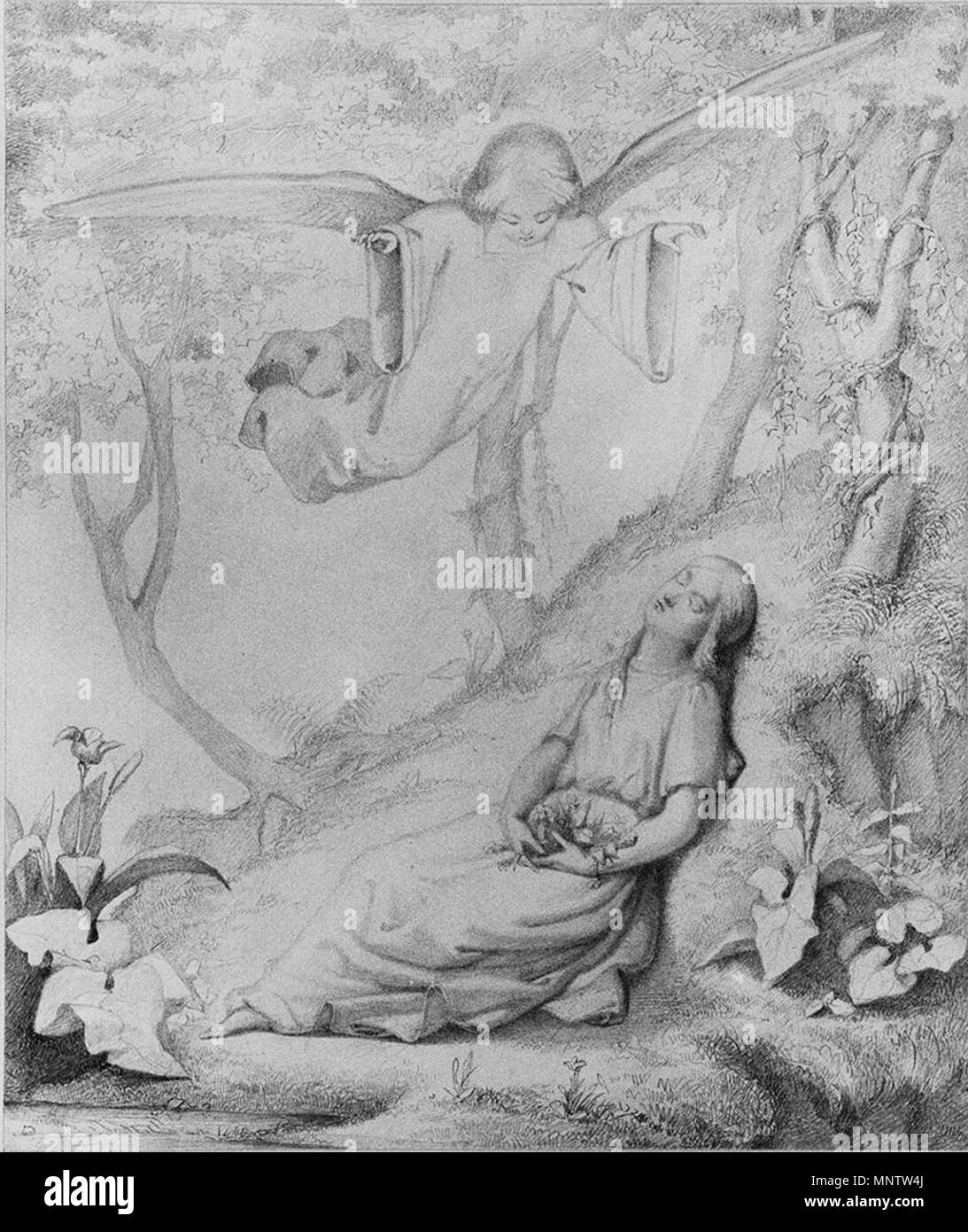 . Genoveva, addormentato contro una banca boscose, un angelo volteggia sopra; grafite su carta; 221 x 183 mm . La prima metà del XIX secolo. Moritz Retzsch (1779-1857) nomi alternativi Friedrich August Moritz Retzsch; f. m. a. retzsch; m. retzsch; F. A. Moritz Retzsch; f. a. retzsch; Friedrich Moritz Retzsch agosto; f. a. m. retzsch Descrizione tedesco illustratore e pittore Data di nascita e morte 9 Dicembre 1779 11 Giugno 1857 Luogo di nascita e morte Hoflößnitz Dresda vicino Dresda competente controllo : Q1948044 VIAF: 37067353 ISNI: 0000 0001 0888 5.542 ULAN: 500015373 LCCN: N86832594 GND: 11645041X Giornate mondiali Foto Stock