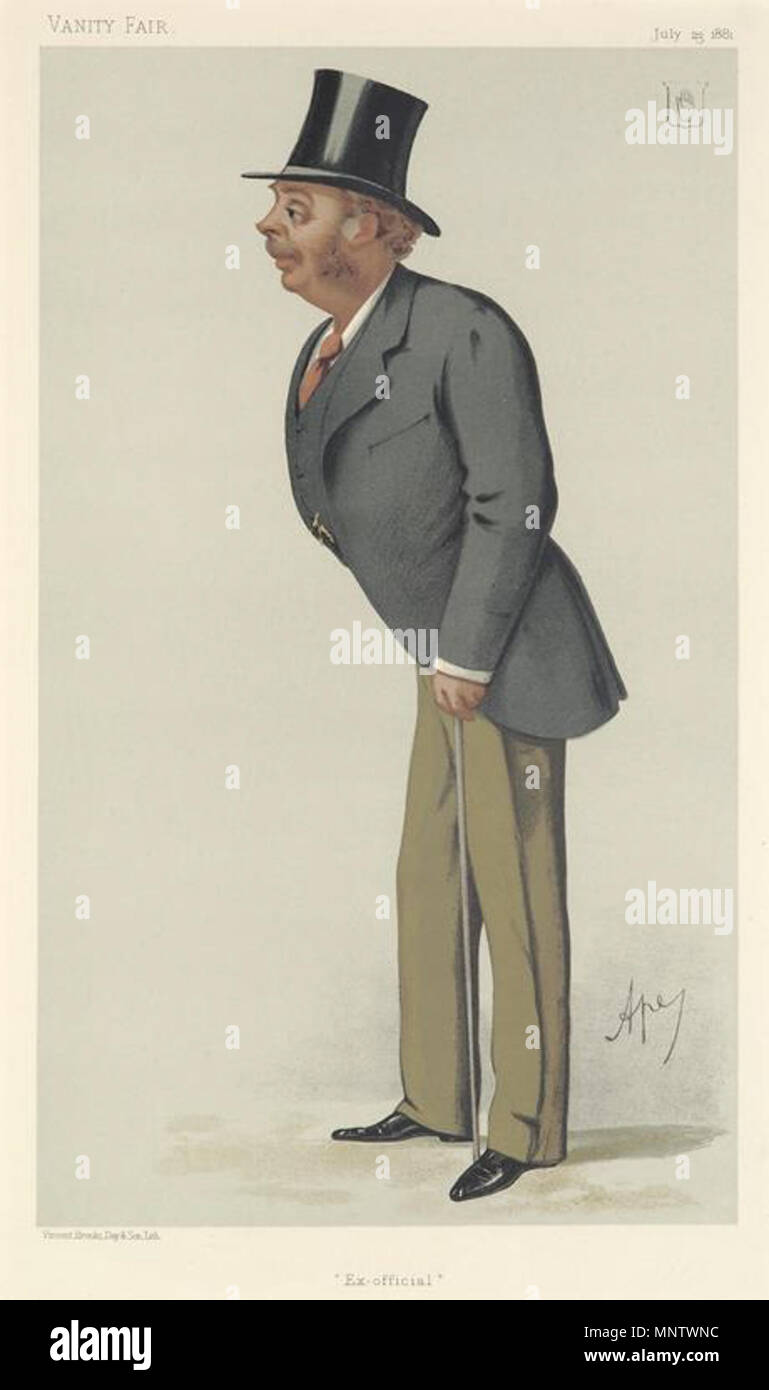 . Inglese: Caricatura di Sir M Bianco Ridley Bt MP. Leggere la didascalia "Ex-ufficiale". 1881. Carlo Pellegrini (1839-1889) nomi alternativi Lo Strinare, Ape Descrizione artista italiano e caricaturista Data di nascita e morte 25 Marzo 1839 22 gennaio 1889 Luogo di nascita e morte Capua Londra sede di lavoro London Authority control : Q935877 VIAF: 91408204 ISNI: 0000 0001 1684 9584 ULAN: 500106277 LCCN: N94116782 NLA: 35070756 WorldCat 1061 Matteo Bianchi Ridley Vanity Fair 23 Luglio 1881 Foto Stock