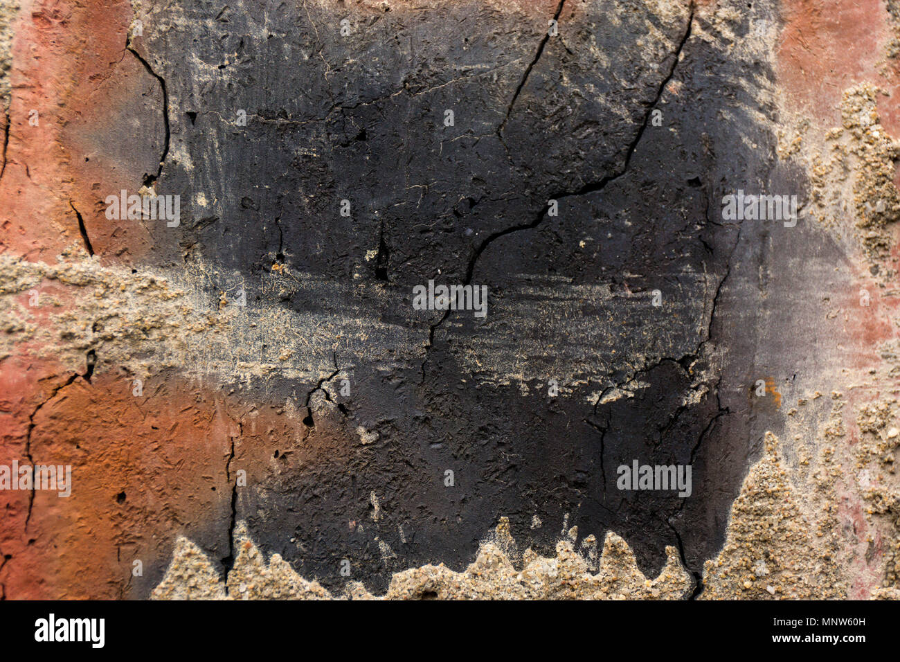 Chiudere il vecchio muro di mattoni. Grunge background distrutti. Foto Stock