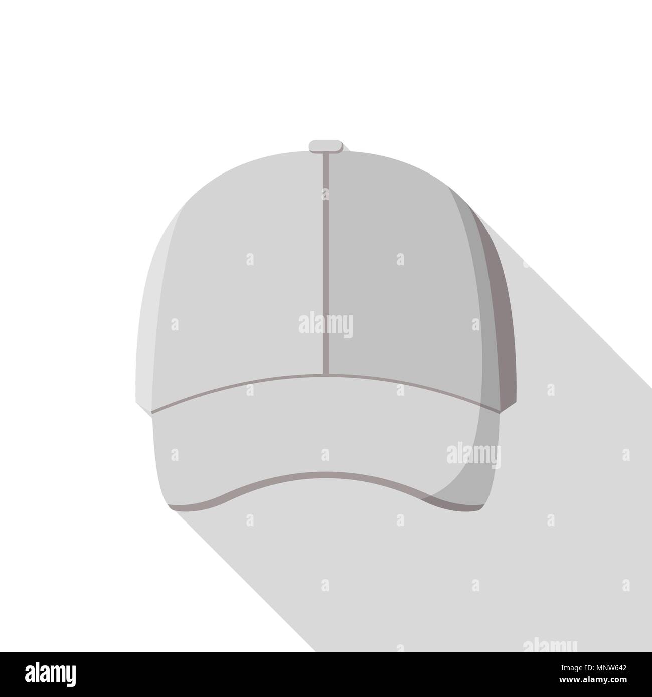 Parte anteriore grigia cappello da baseball icona, stile piatto Illustrazione Vettoriale