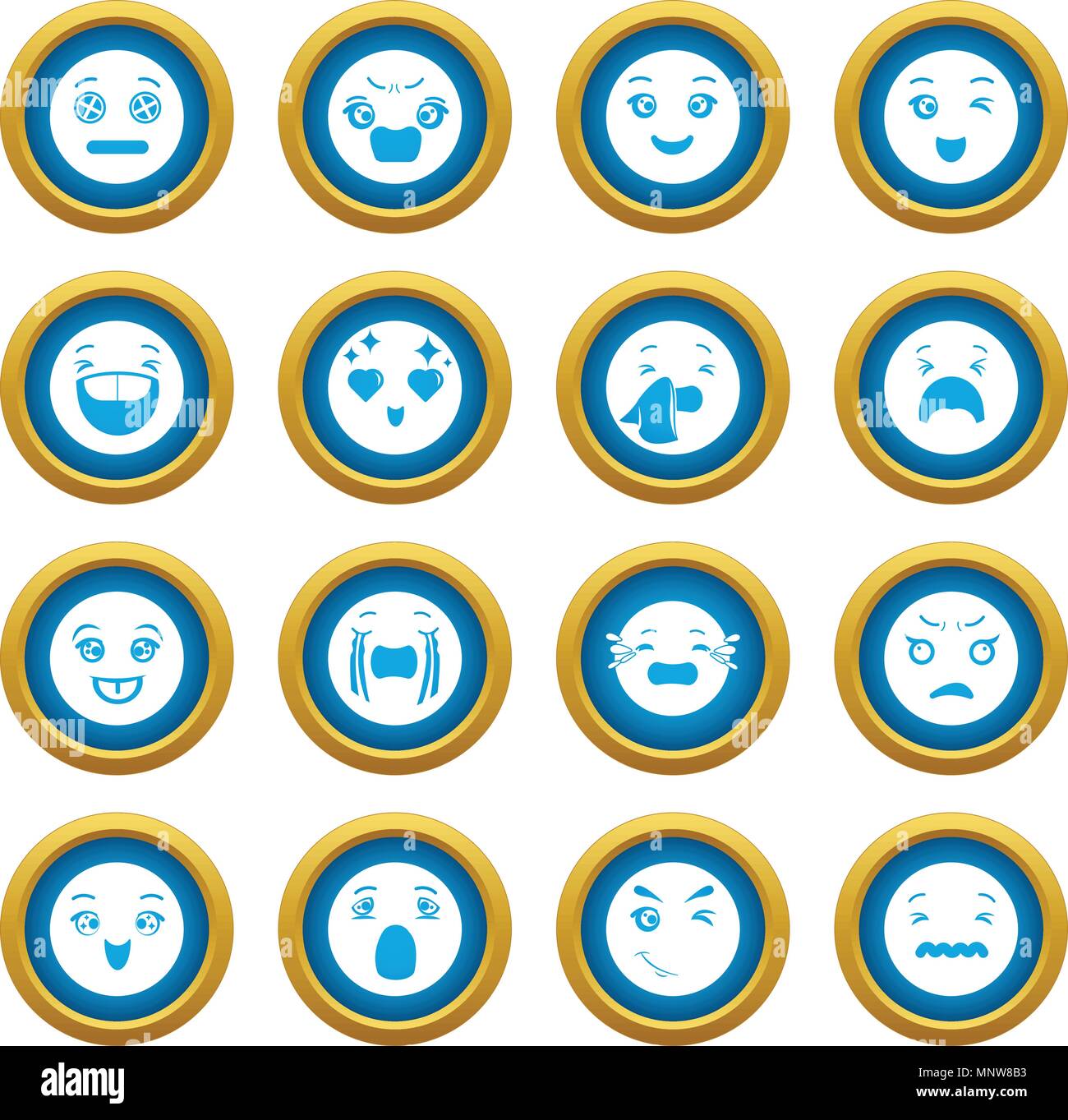 Sorrisi set di icone, stile semplice Illustrazione Vettoriale