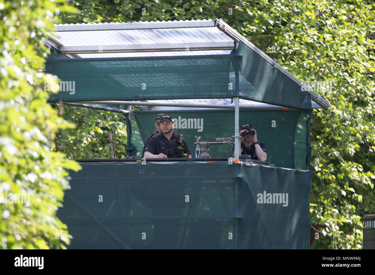 Sicurezza di polizia presso il Royal Wedding del principe Harry e Meghan Markle. Foto Stock