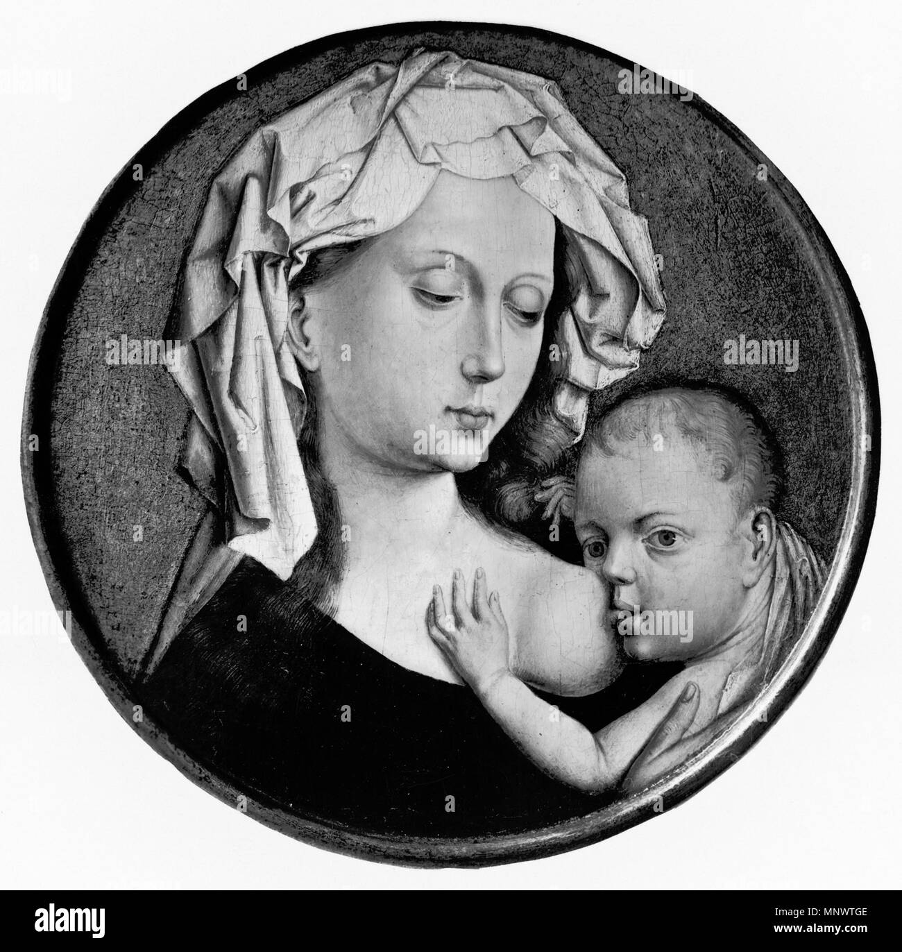 Seguace di Robert Campin. "Madonna e Bambino", ca. 1430-1450. Olio su legno. Walters Art Museum (37.297): acquistato da Henry Walters, 1915. 37.297 1067 Robert Campin - Madonna e Bambino - Walters 37297 Foto Stock