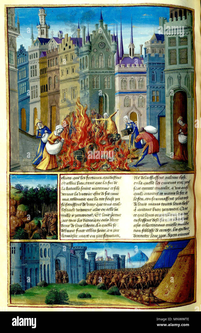 . Français : Romuleon-BnF364-F199v Bataille d'Astapa . 25 giugno 2014, 08:42:59. Jean Colombe (XVe) 1072 Romuleon-BnF364-F199v Bataille d'Astapa Foto Stock