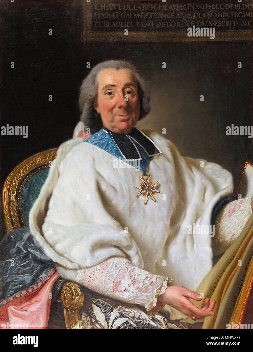 Charles-Antoine de la Roche-Aymon, Arcivescovo di Reims . Charles-Antoine de La Roche-Aymon (1697-1771), cardinale francese . circa 1769. 1073 WP Charles-Antoine de la Roche-Aymon Foto Stock